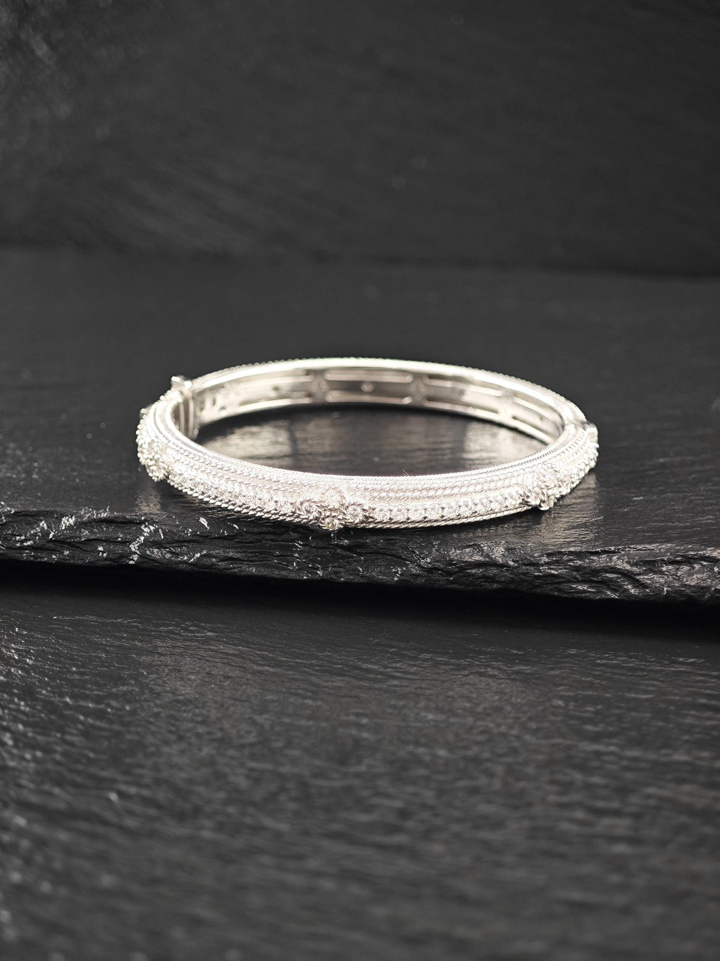 Judith Ripka DQCZ Bangle Bracelet Sterling Silver