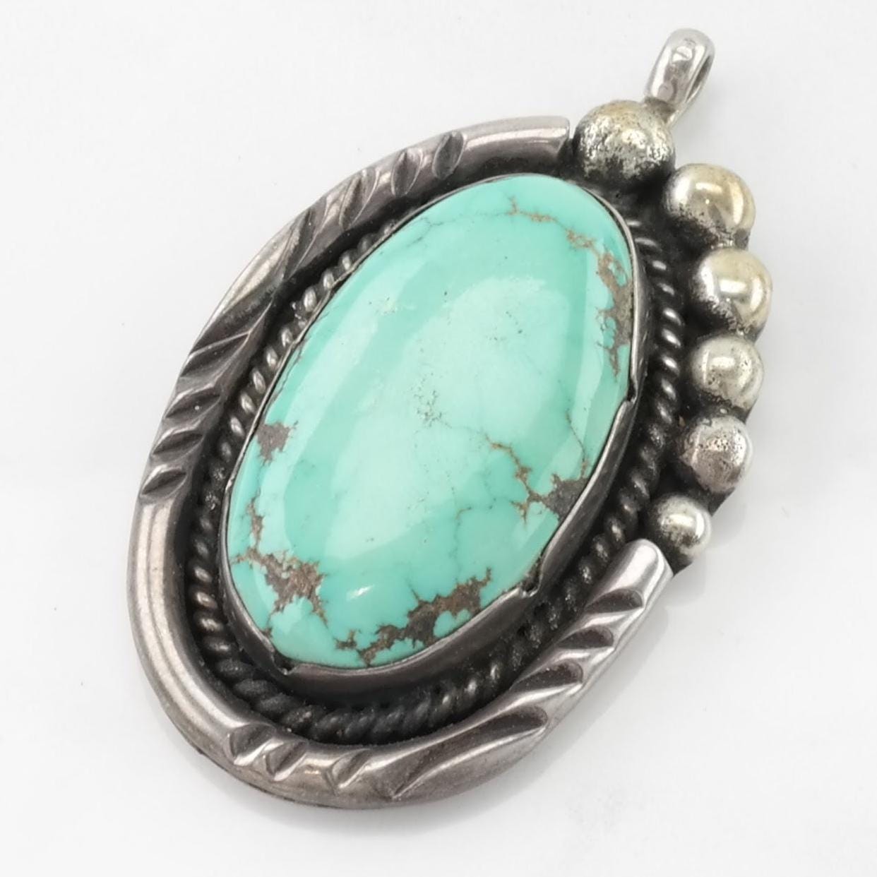 Vintage Native American Turquoise Sterling Silver Pendant