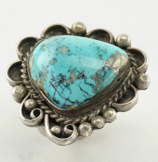 Vintage Native American Silver Ring Turquoise Sterling Blue Size 5.5