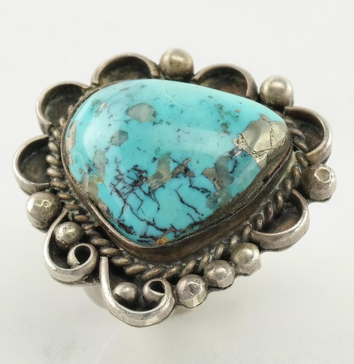Vintage Native American Silver Ring Turquoise Sterling Blue Size 5.5