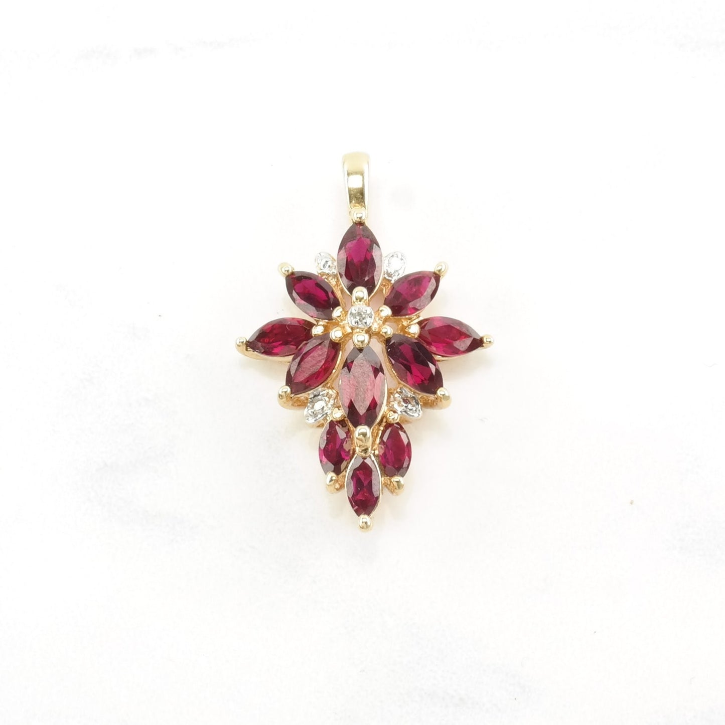 Vintage Lab Opal, Topaz, Diamond, Lab Ruby Floral, Cross Sterling Silver Pendant P2462