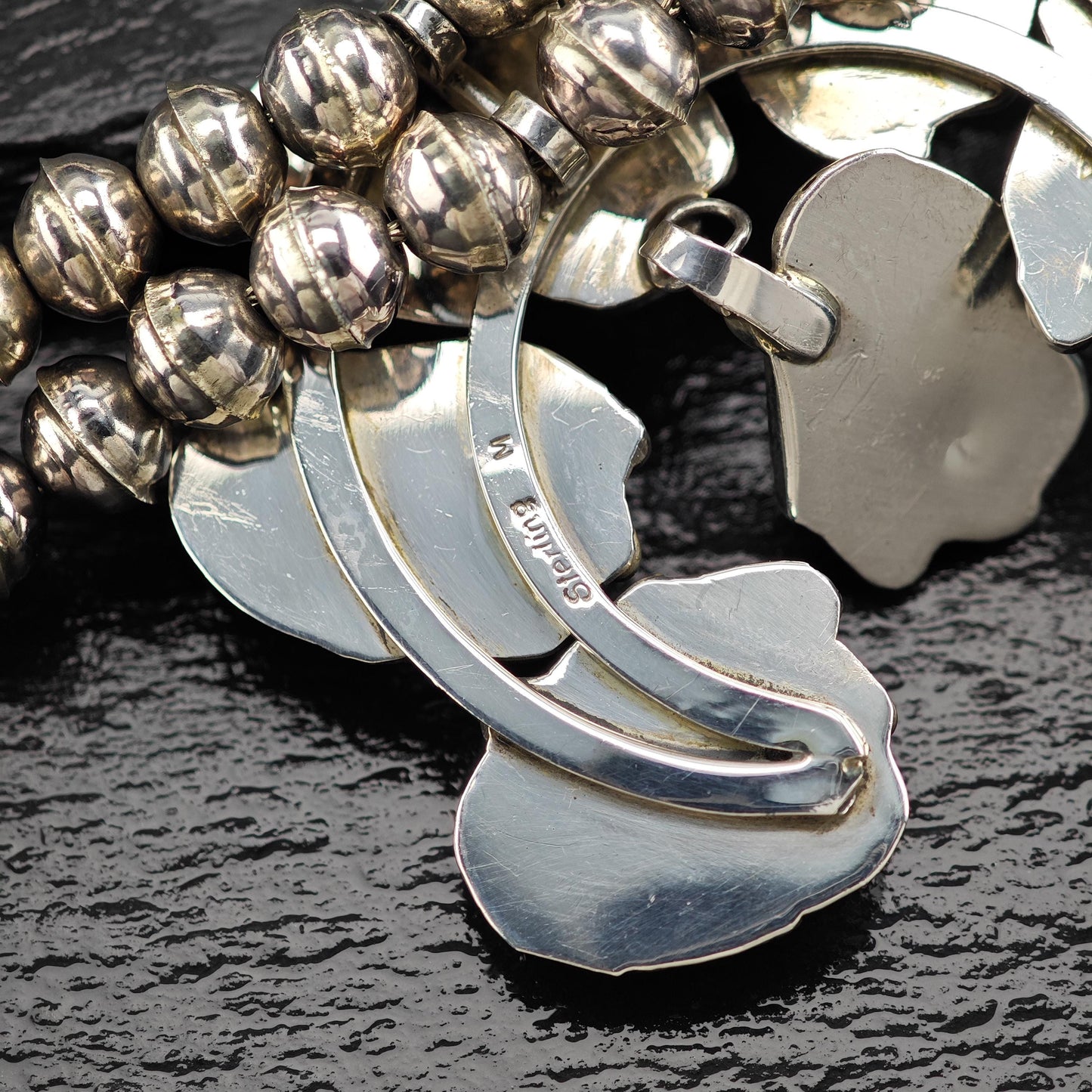 Native American Blue Sleeping Beauty, Floral Squash Blossom Necklace Sterling Silver