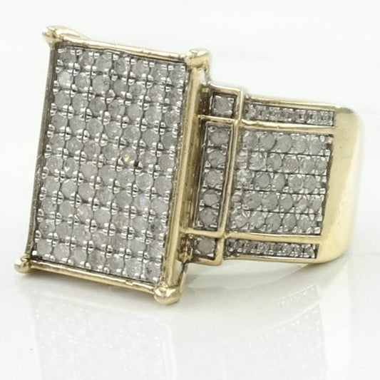 Vintage 1.5cttw Silver Ring Diamond Gold Toned, Pave Sterling Size 6