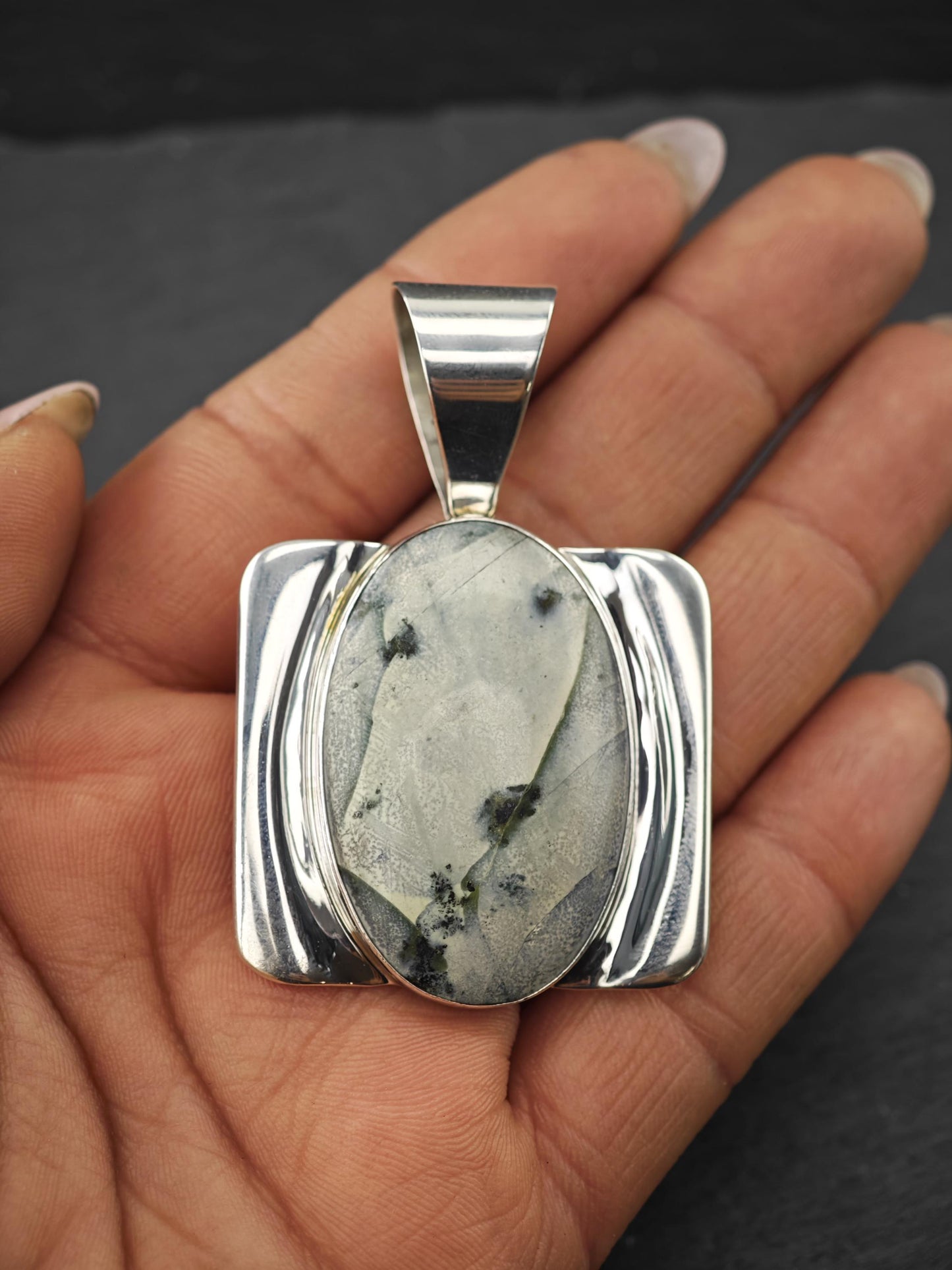 DTR Green Gemstone Pendant Sterling Silver