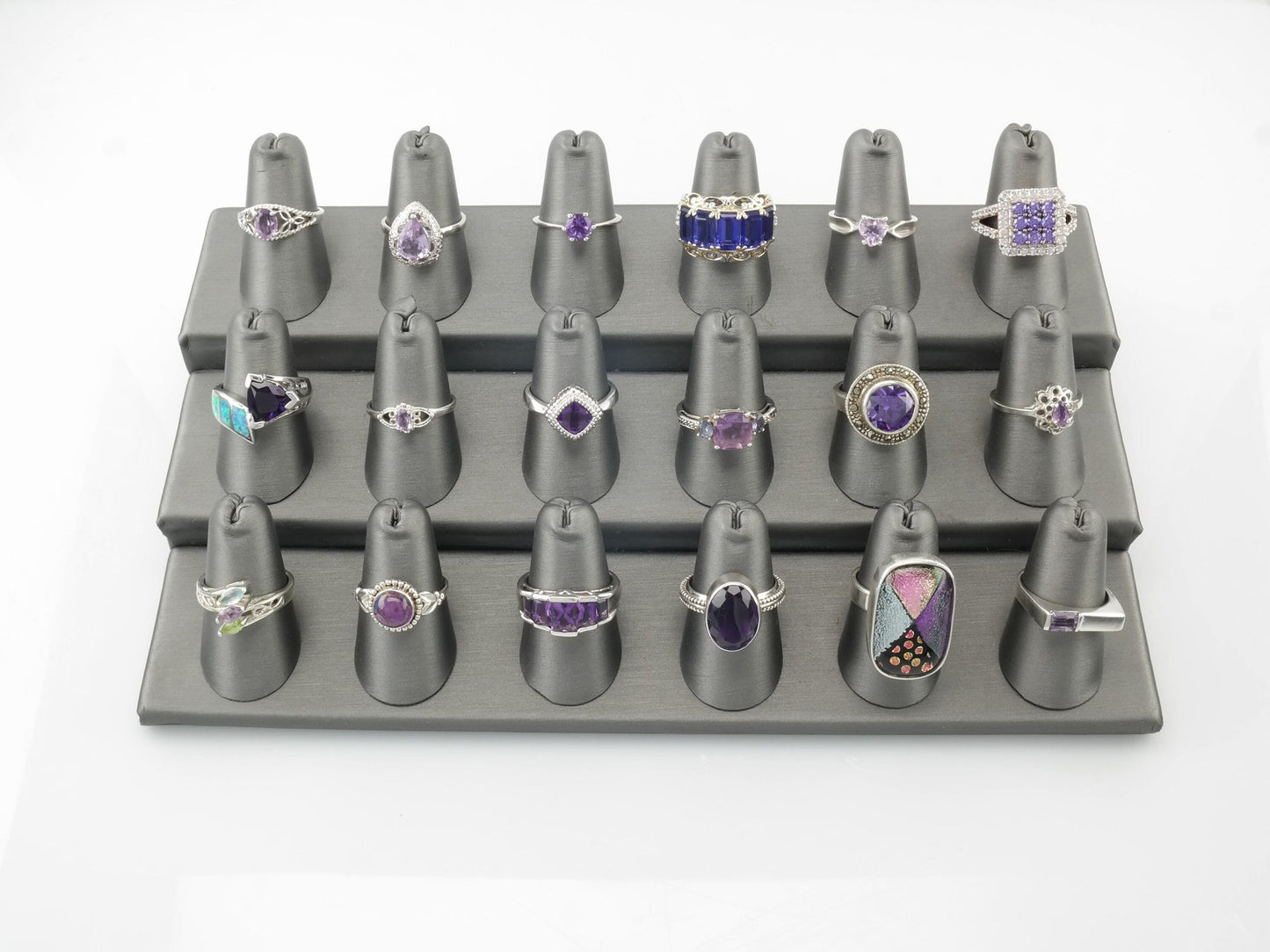 Vintage Amethyst & Gemstone Sterling Silver Rings Size 7