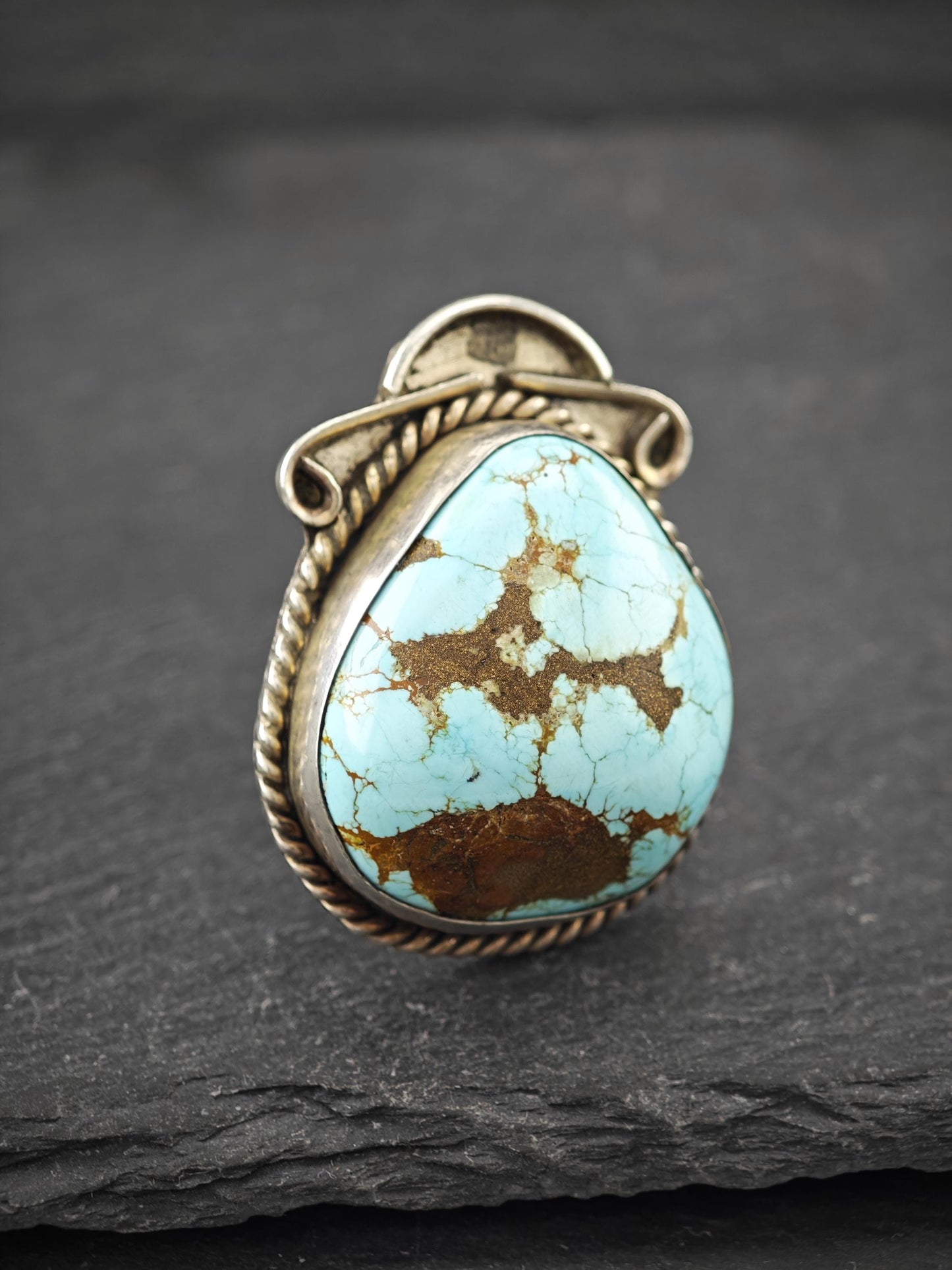 Native American, Large Number Eight Turquoise Ring Sterling Silver