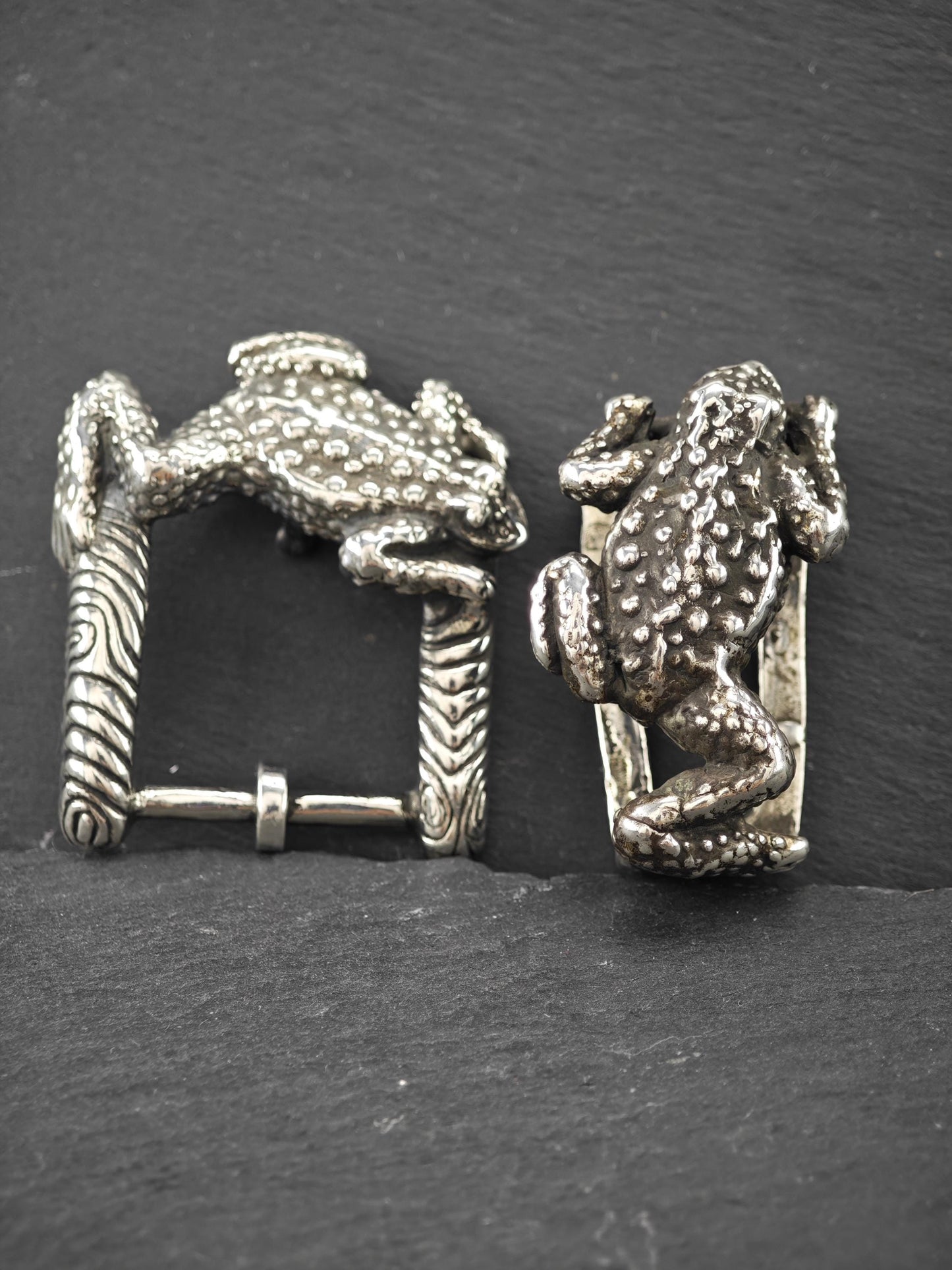 Vintage Oxidized Frog Buckle Set Sterling Silver
