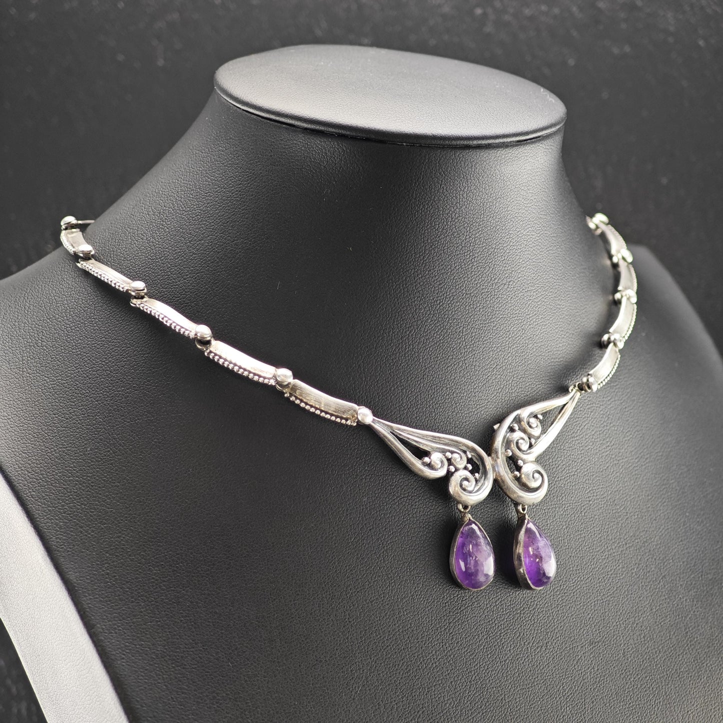 Margot De Taxco Sterling Silver Purple Amethyst Choker Necklace