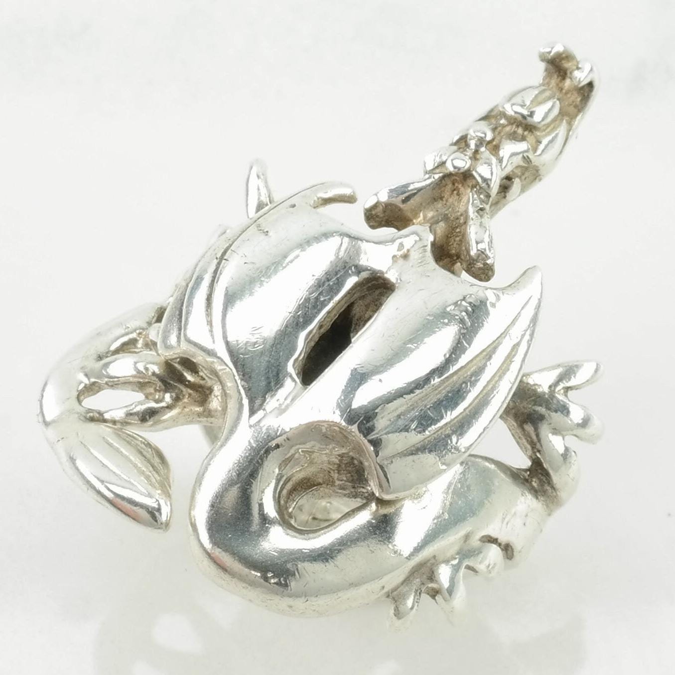 Vintage Handmade Silver Ring Dragon Sterling Size 6 3/4
