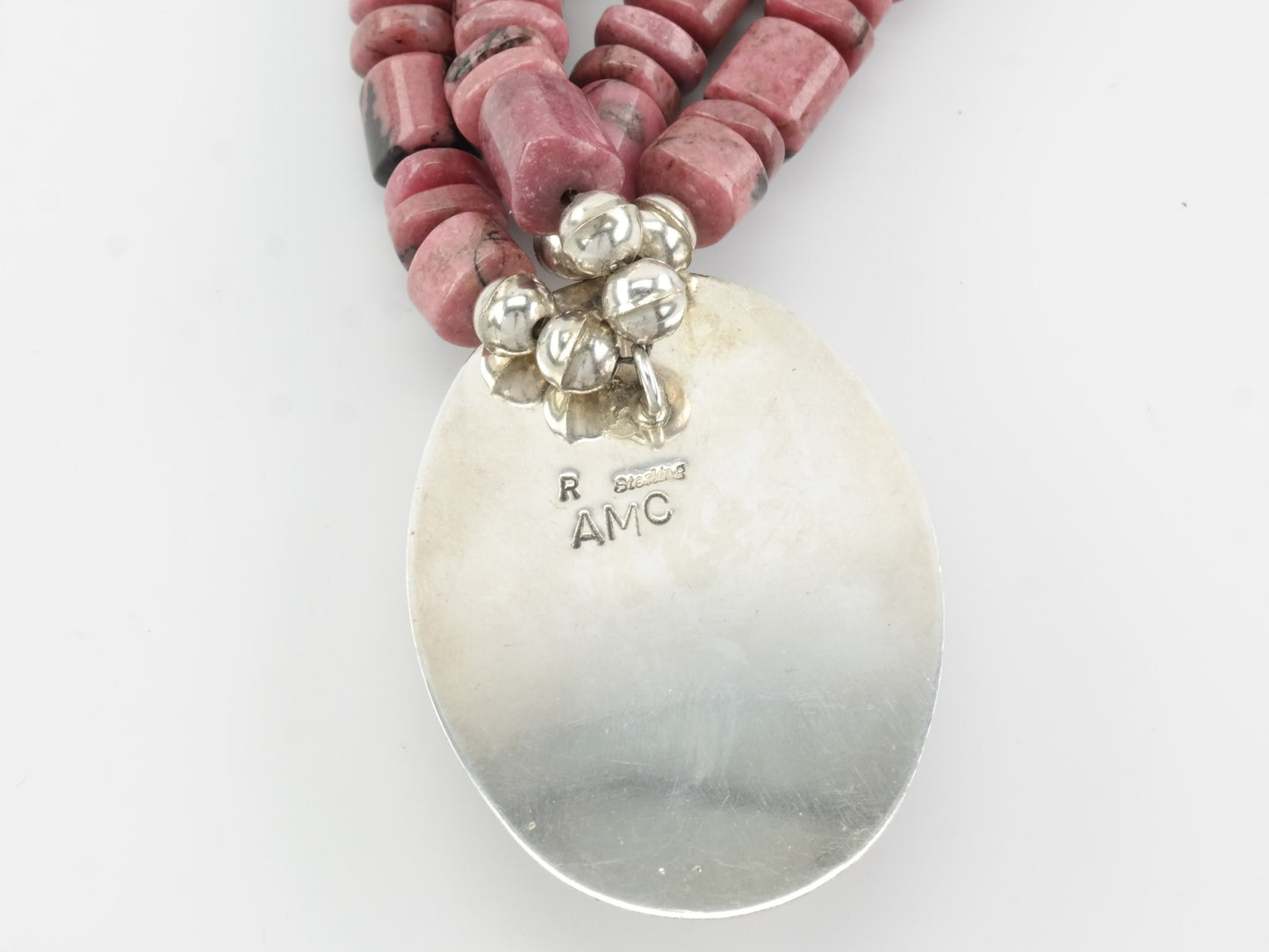 Pink Rhodonite Necklace | Sterling Silver & Rhodonite Bead Necklace | Southwestern Jewelry | Statement Necklace