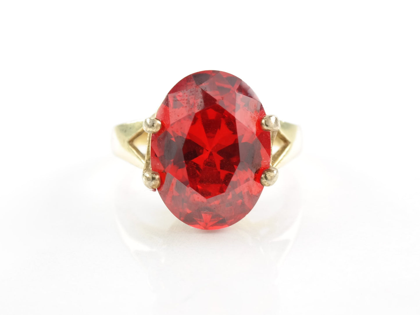 Vintage Sterling Silver Ring CZ Gold Plated Size 7