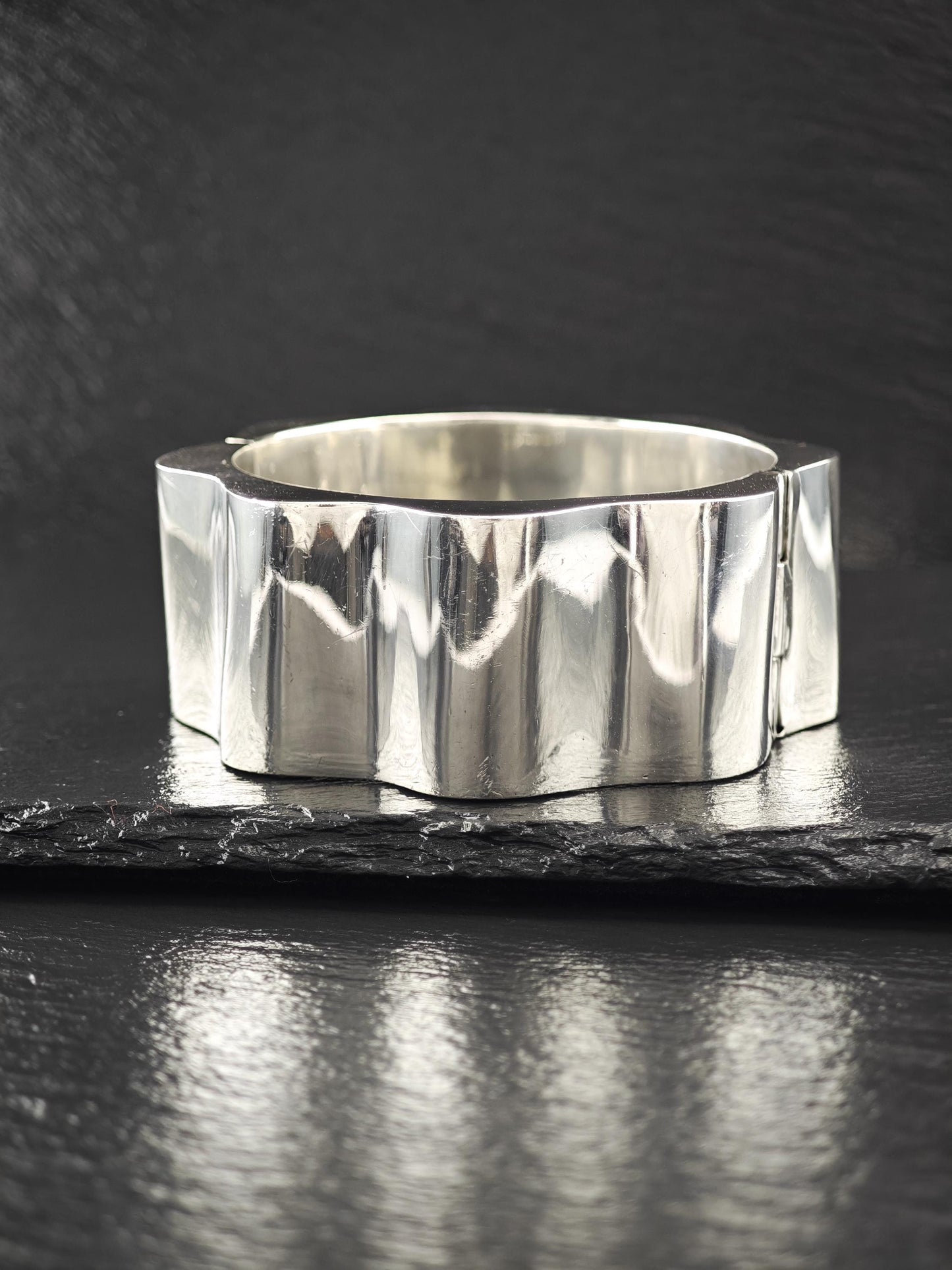 Taxco Mexico, Abstract Cuff Bracelet Sterling Silver