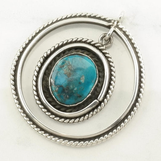 Vintage Native American Turquoise Dangling Sterling Silver Pendant