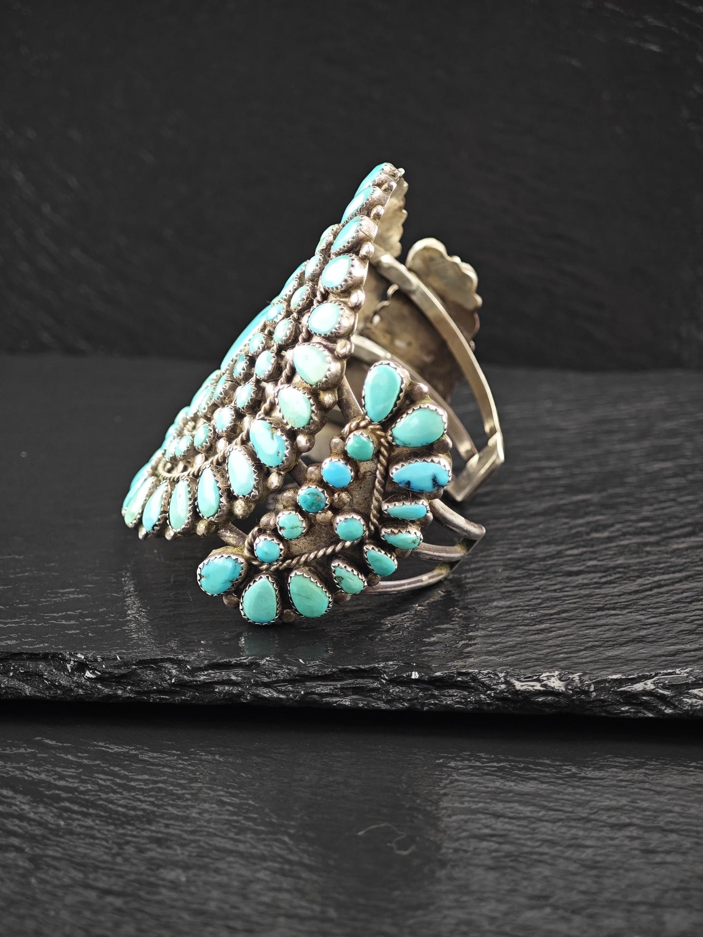 1950's Native American Large Cuff Bracelet Sterling Silver