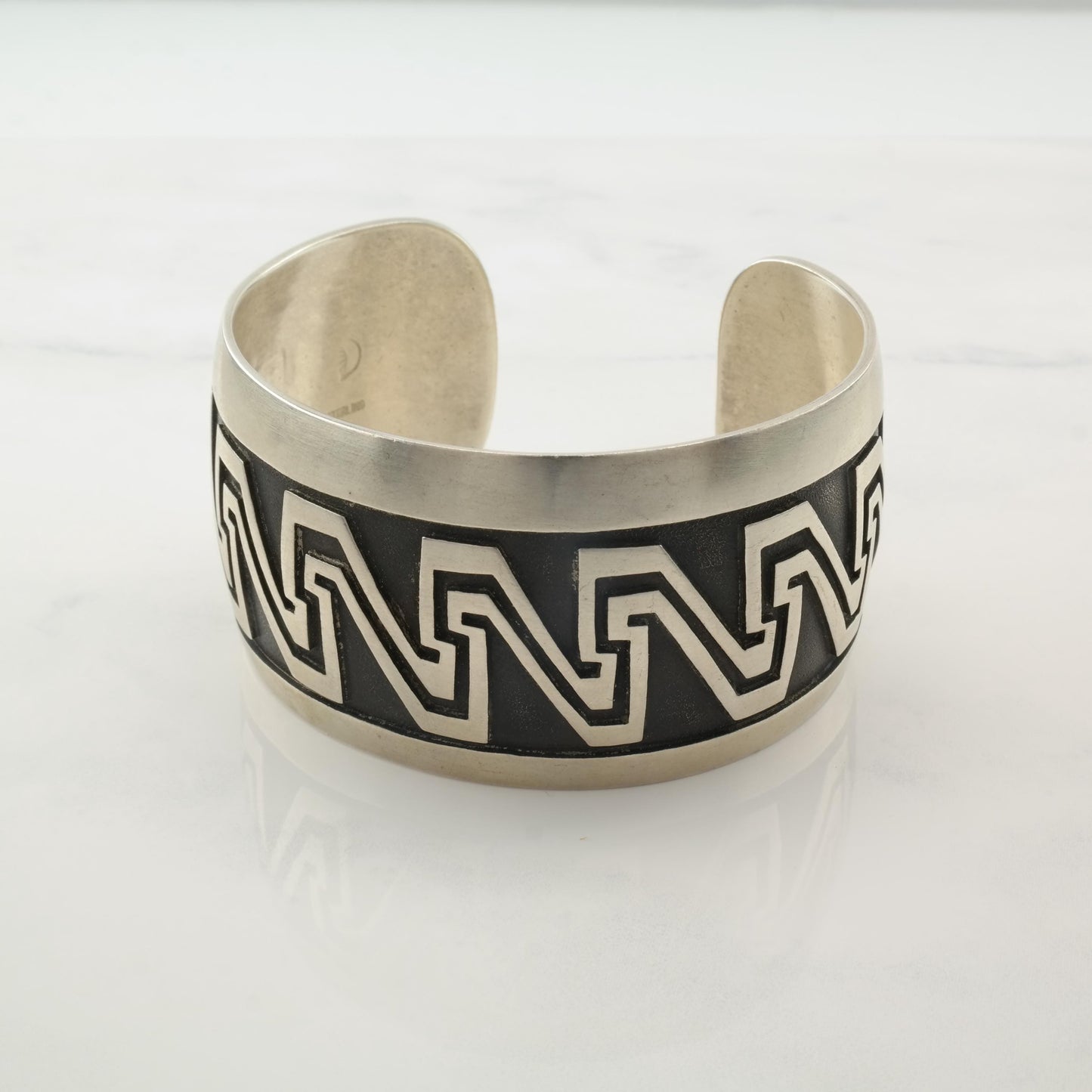Native American Overlay Cuff Bracelet Sterling Silver Oxidized
