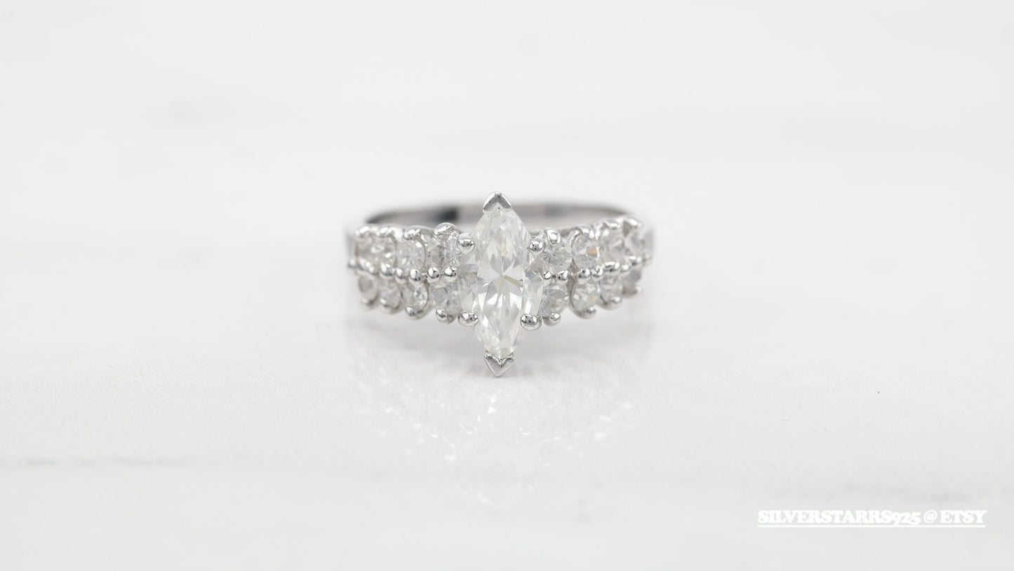 Vintage Sterling Silver Engagement AAA CZ Ring Size 7