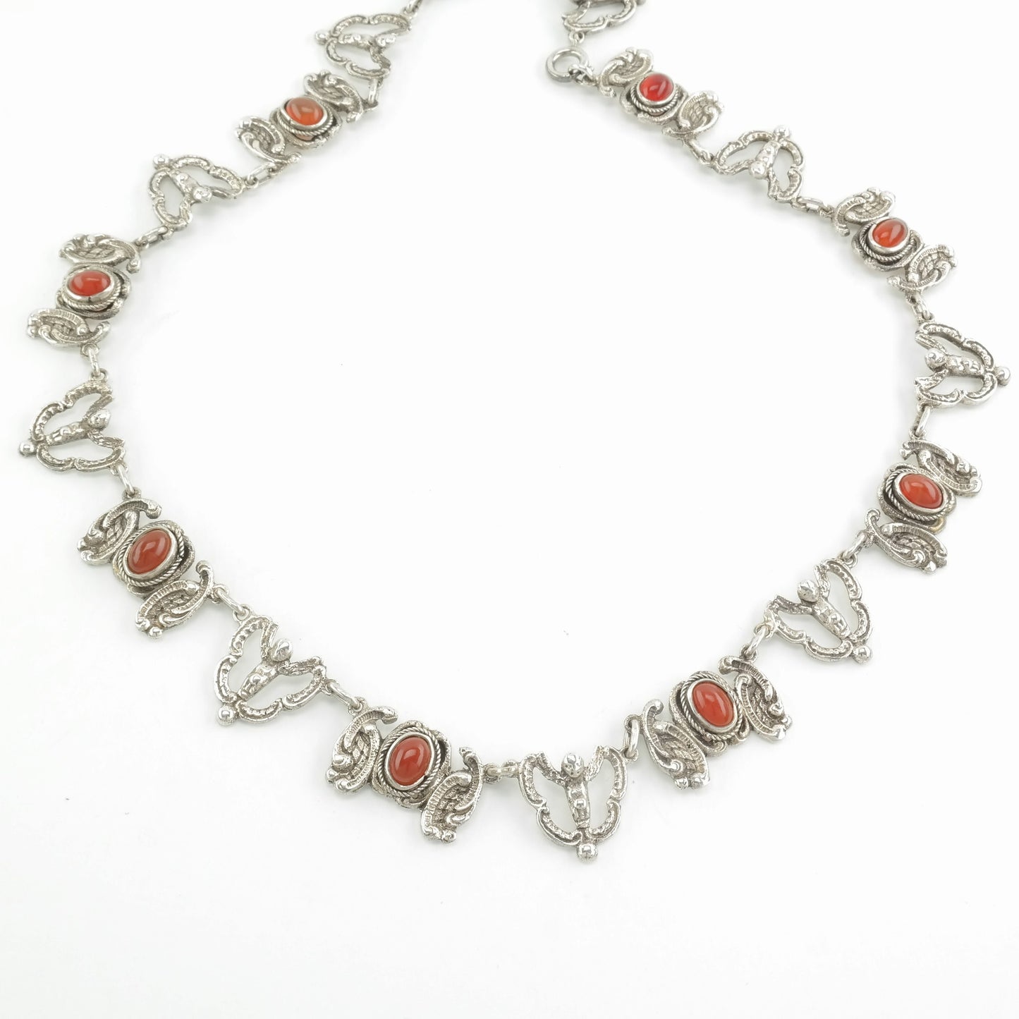 Peruzzi Angel Necklace Sterling Silver Orange/Red Carnelian