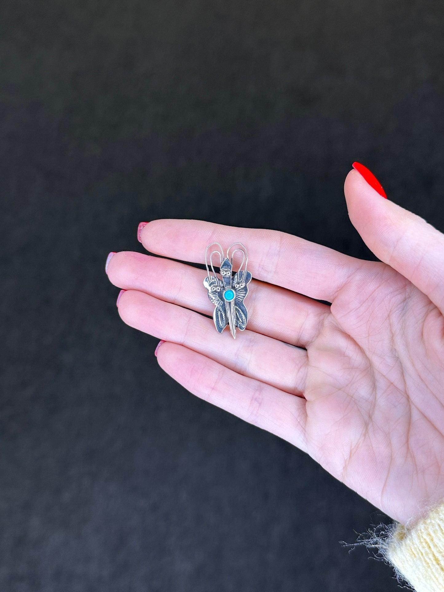 Southwest Sterling Silver Brooch Butterfly Turquoise