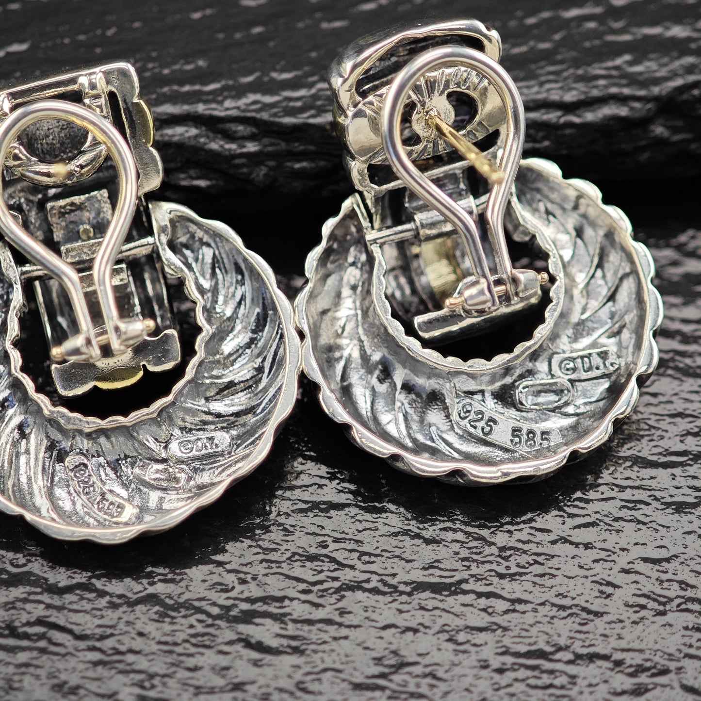 David Yurman Doorknockers, 14k Gold Accent & Post Omega Back/Dangle Earrings Sterling Silver