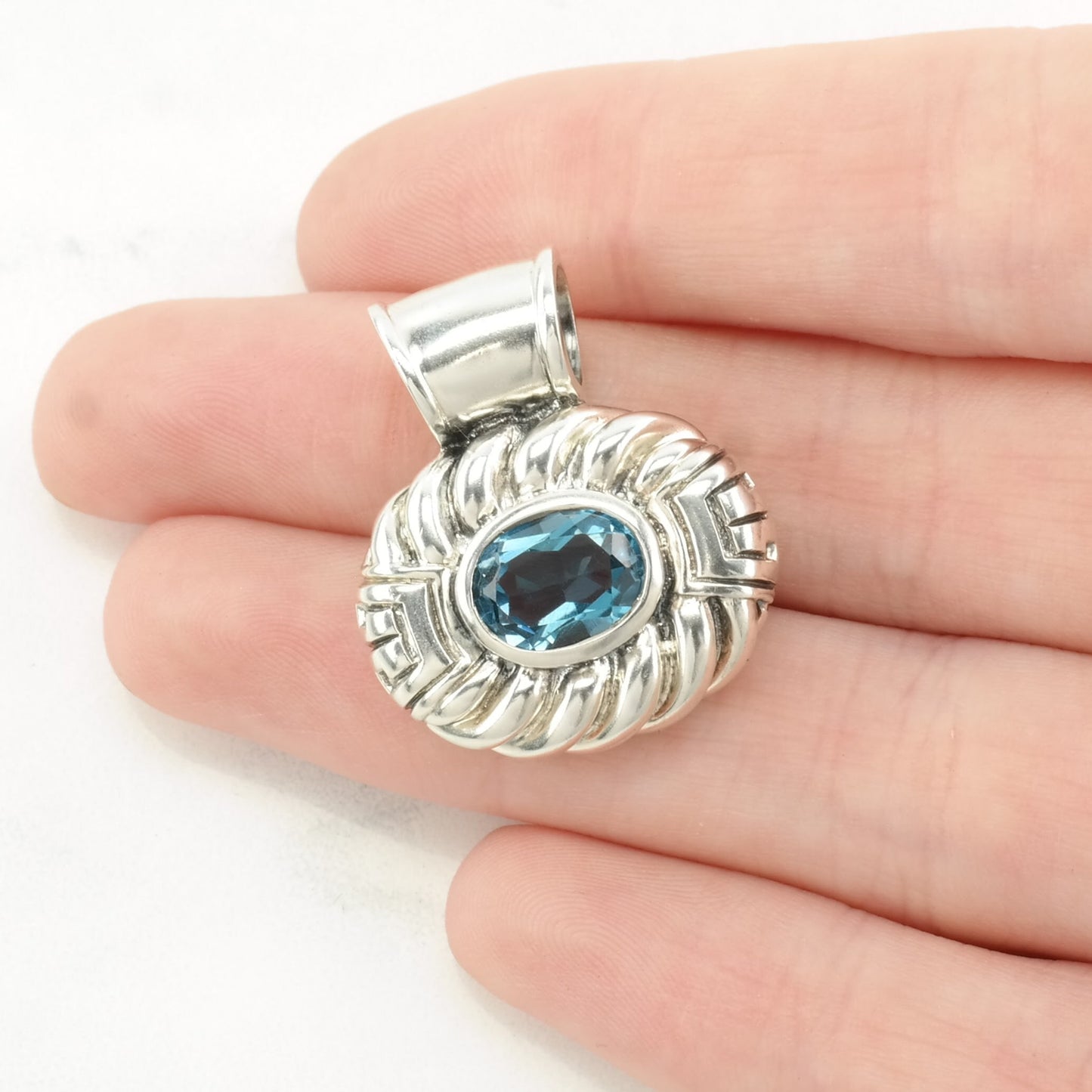 Vintage CNA Topaz Rope Sterling Silver Pendant