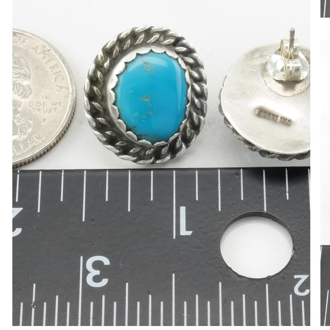 Choice Vintage Turquoise Stud Earrings Sterling Silver ER2794
