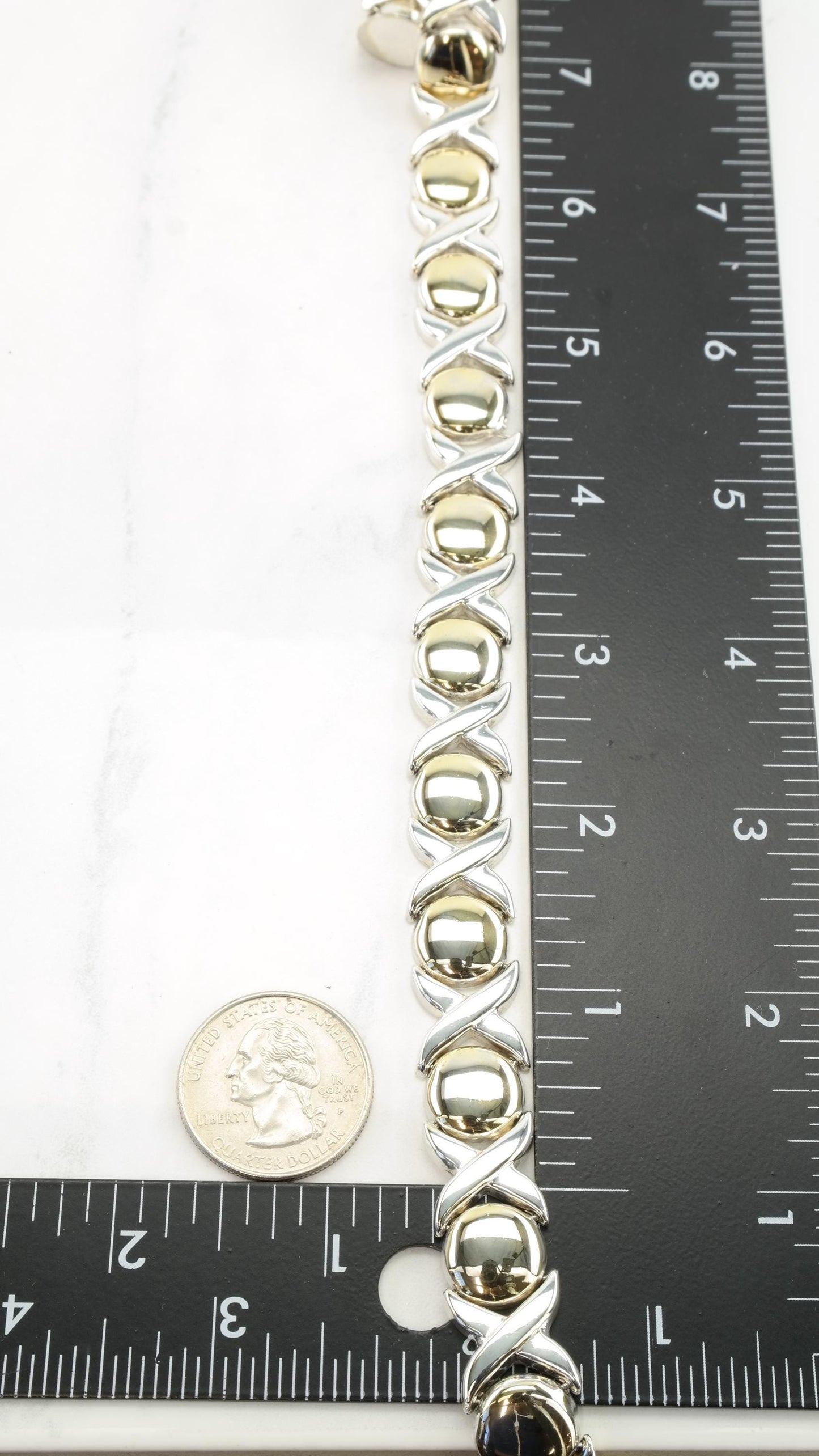 Vintage Italian Sterling Silver & Gold XO Necklace | Choker Necklace