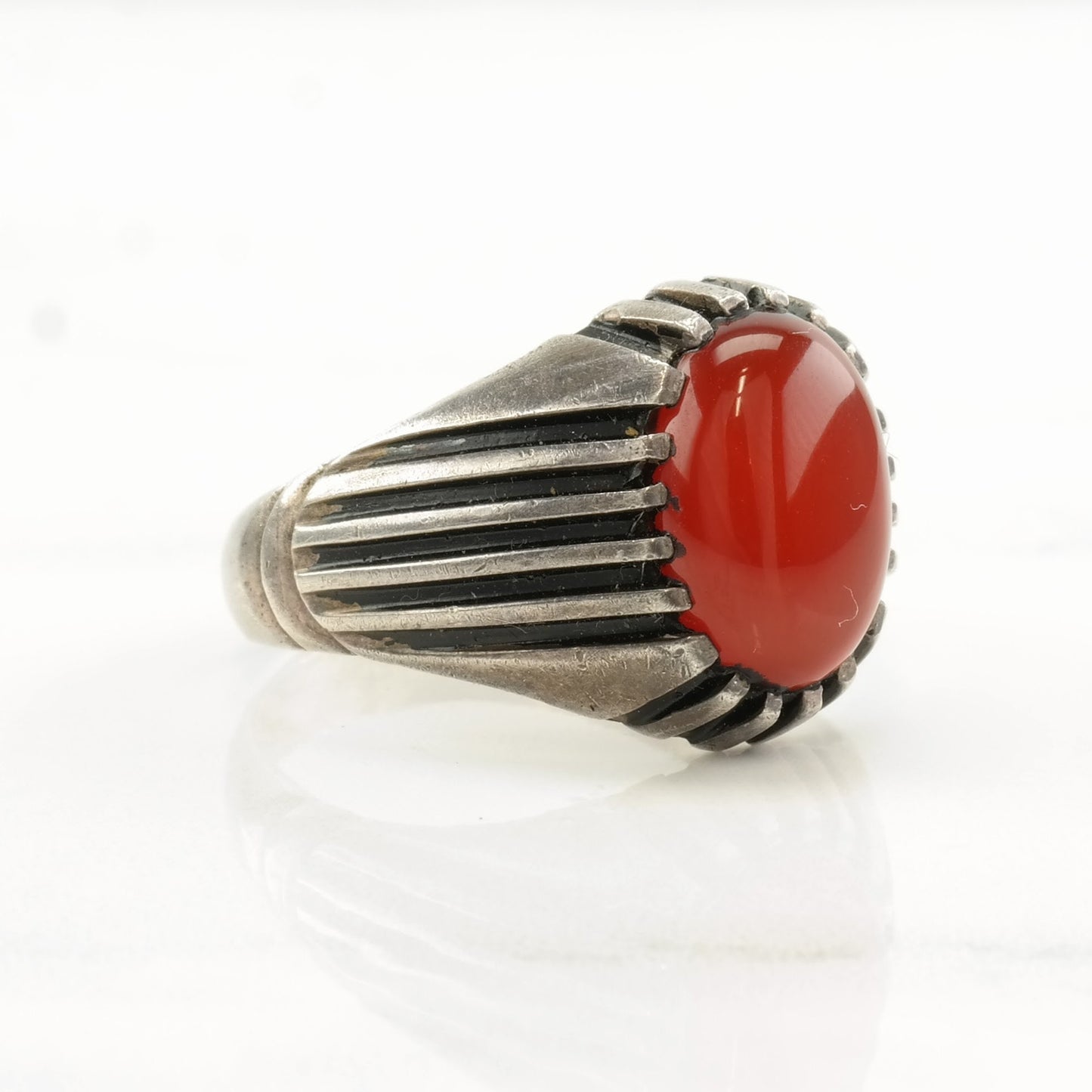 Vintage Sterling Silver Ring Carnelian Size 12 1/4