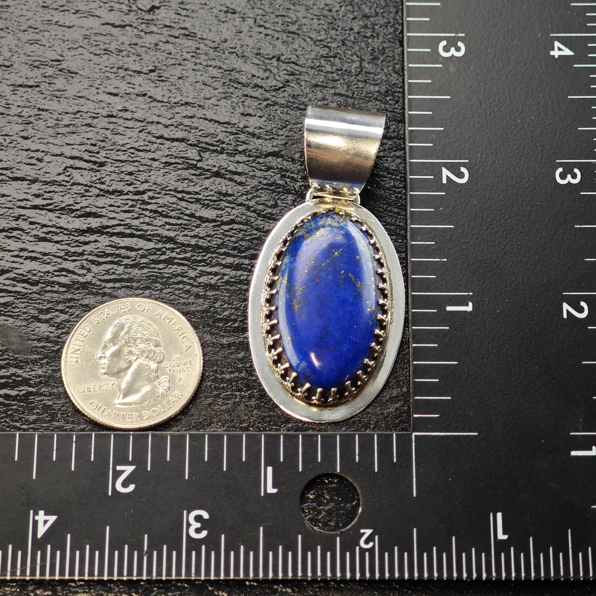 Artist Oval Lapis Sterling Silver Pendant P3160