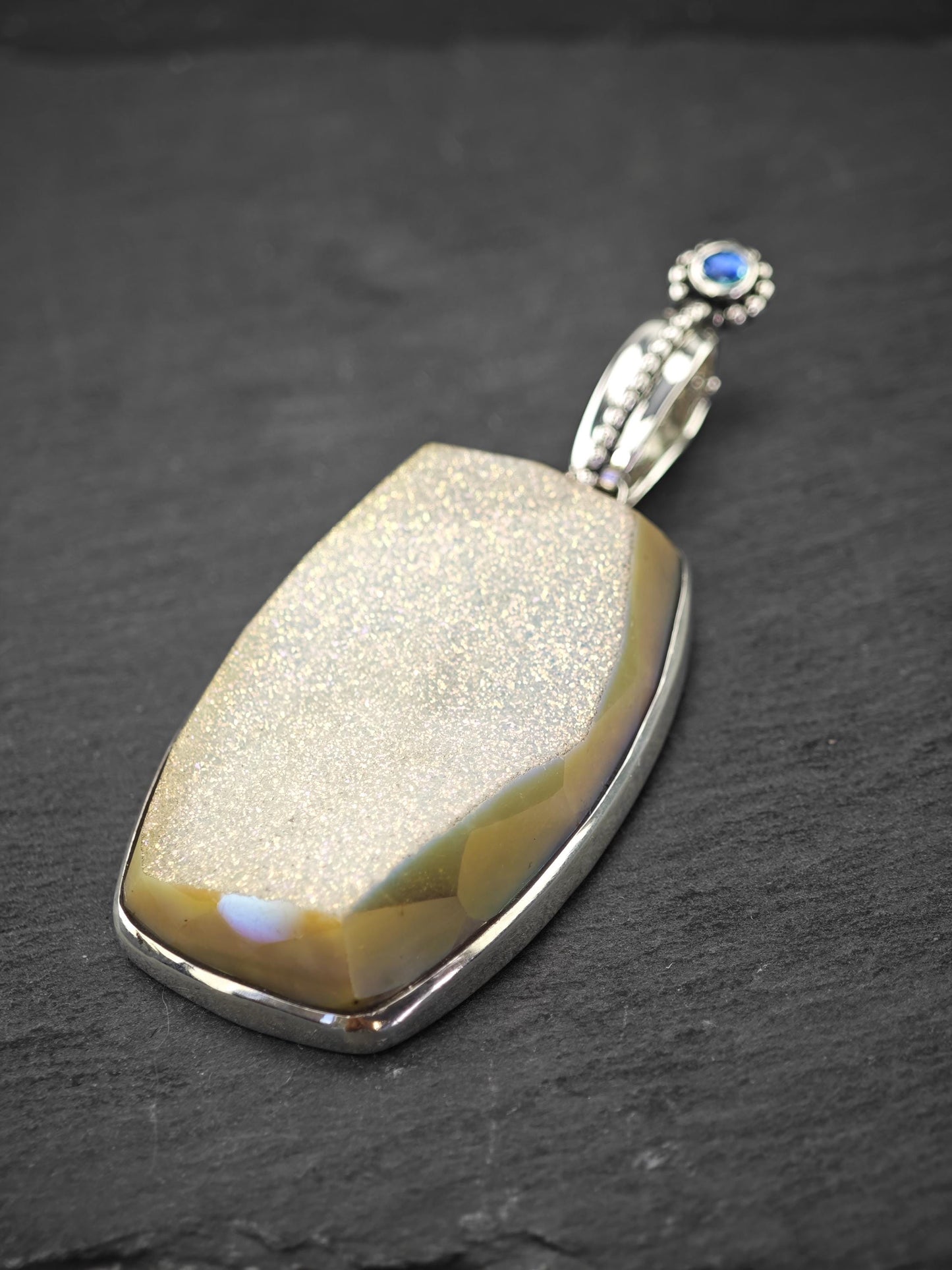 3" Colleen Lopez Quartz Druzy Sterling Silver Pendant