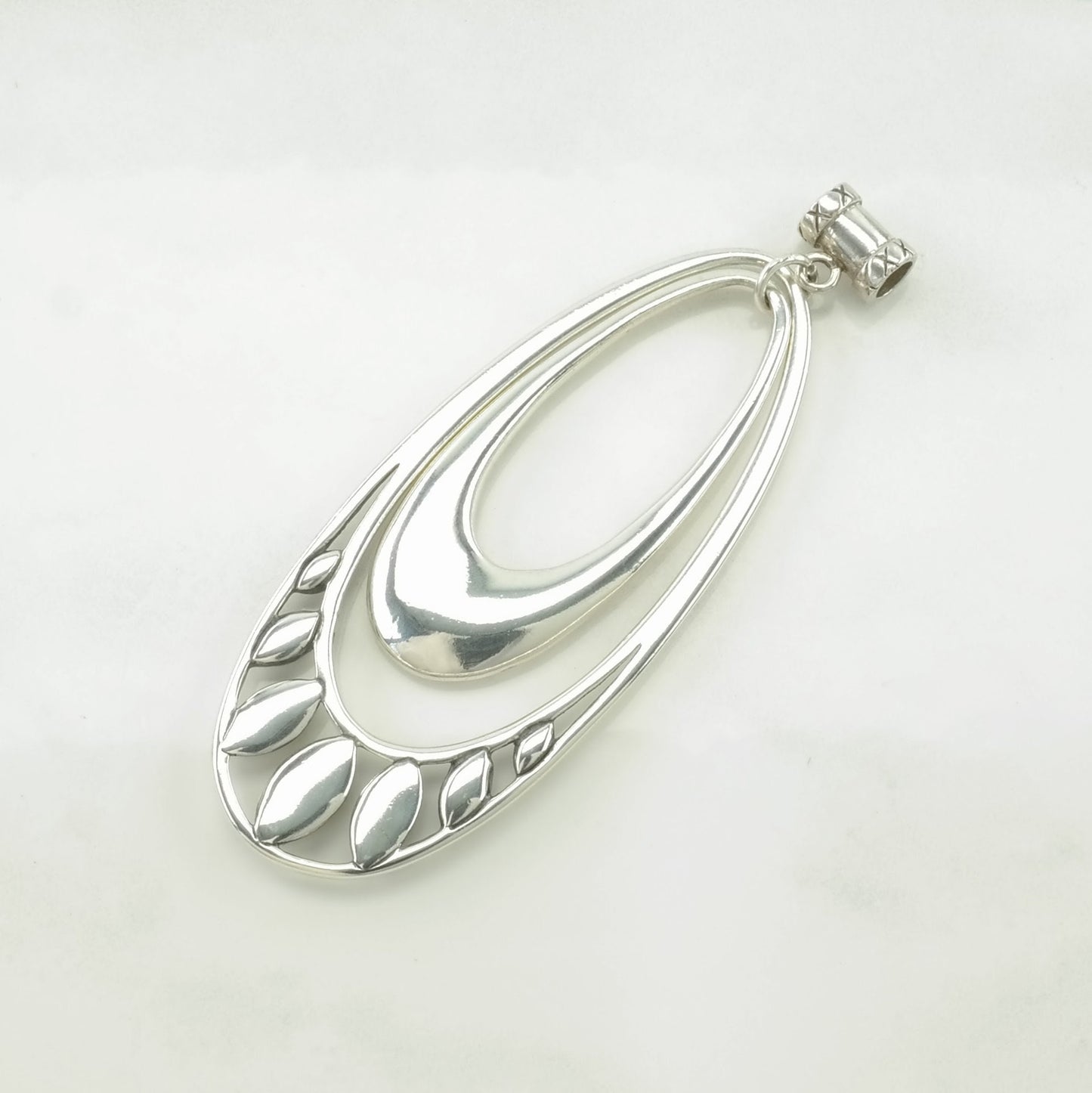 MOP Floral Scroll Sterling Silver Pendant P2584