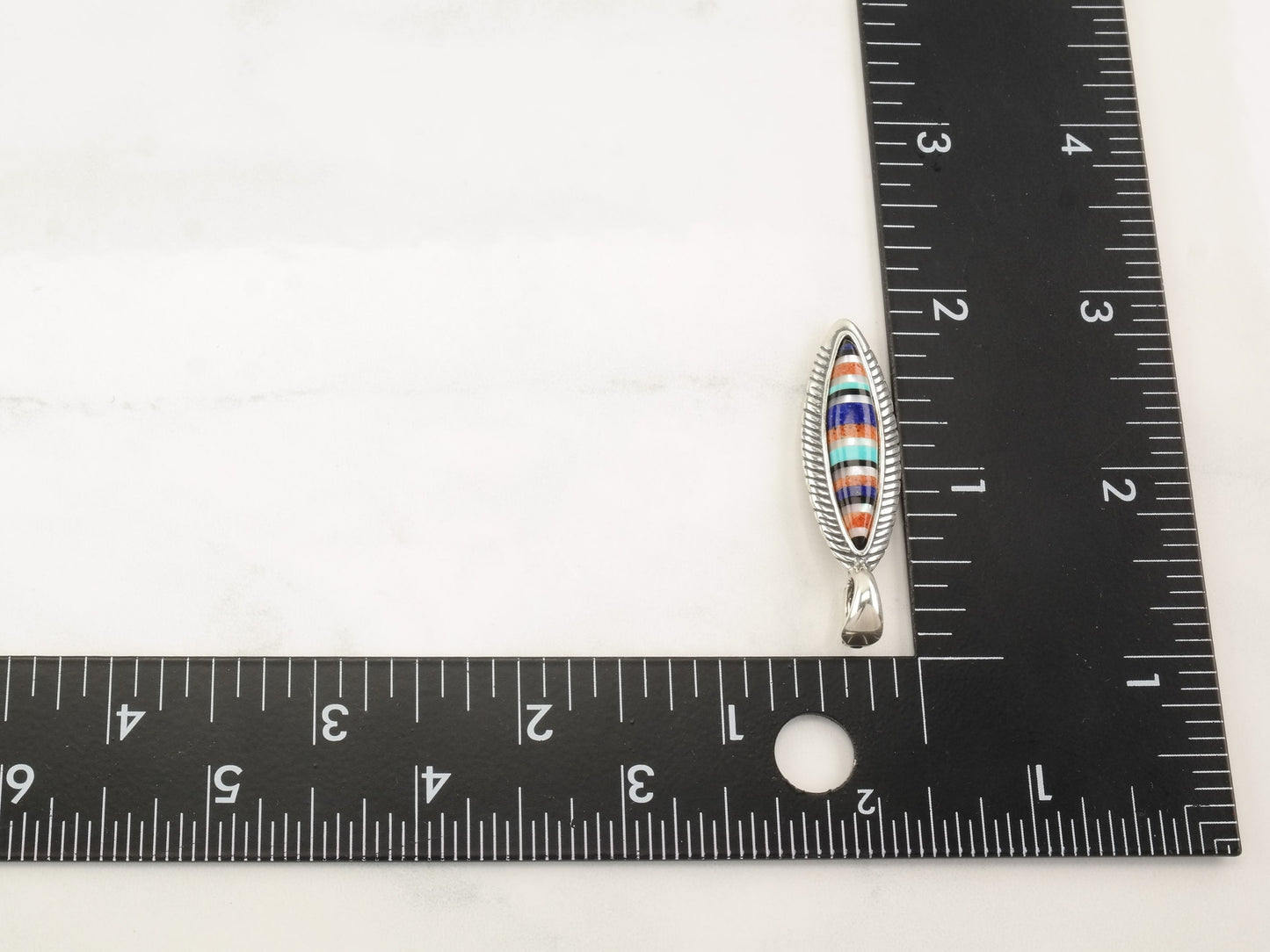 American West Multi Gemstone Inlay Sterling Silver Pendant P2034