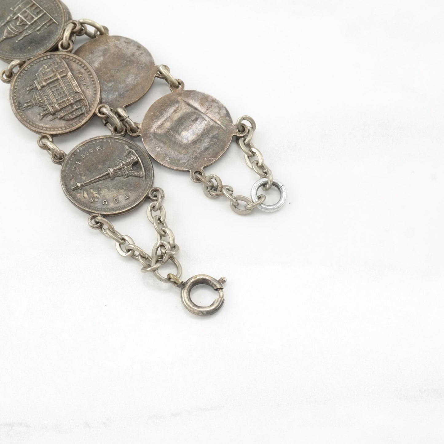 Metal Paris Tourist Link Bracelet French Silverplate