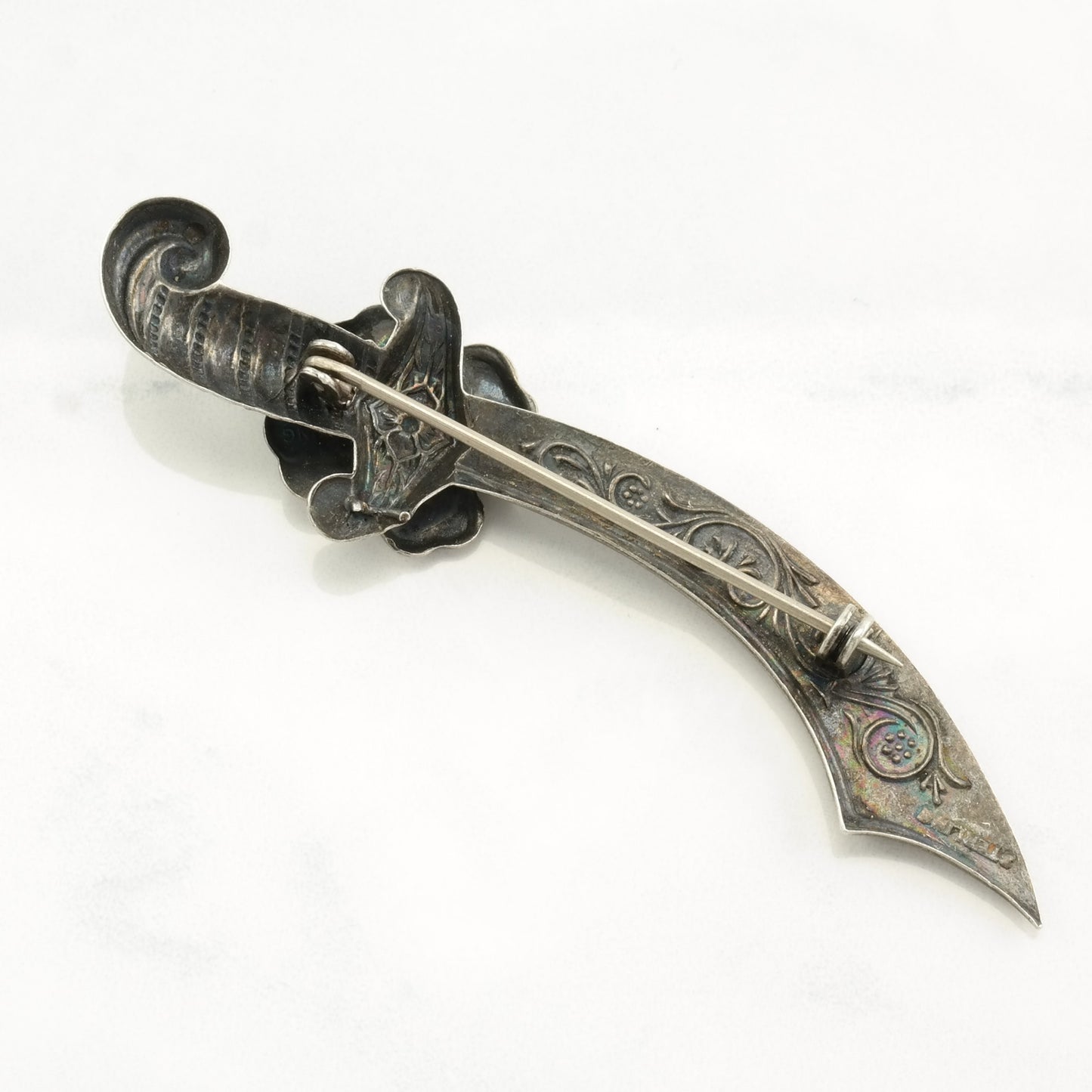 Brooch Floral, Four Leaf Clover Scimitar Sterling Silver B1737