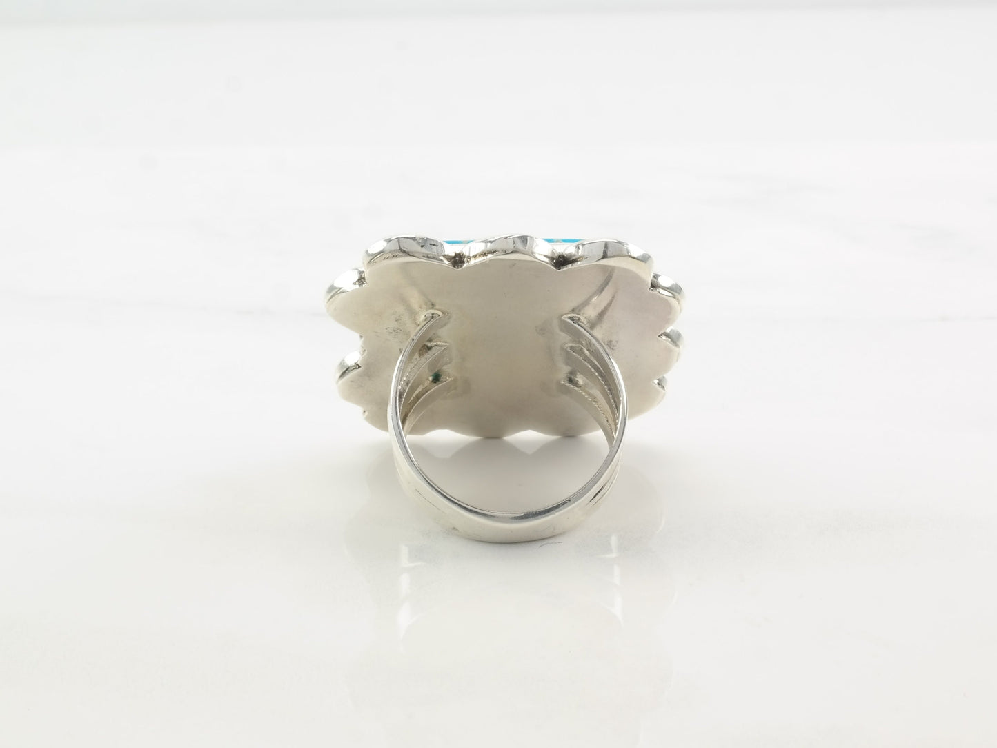 Large Sw Silver Ring Square Turquoise Sterling Sz8 1/2 R3842