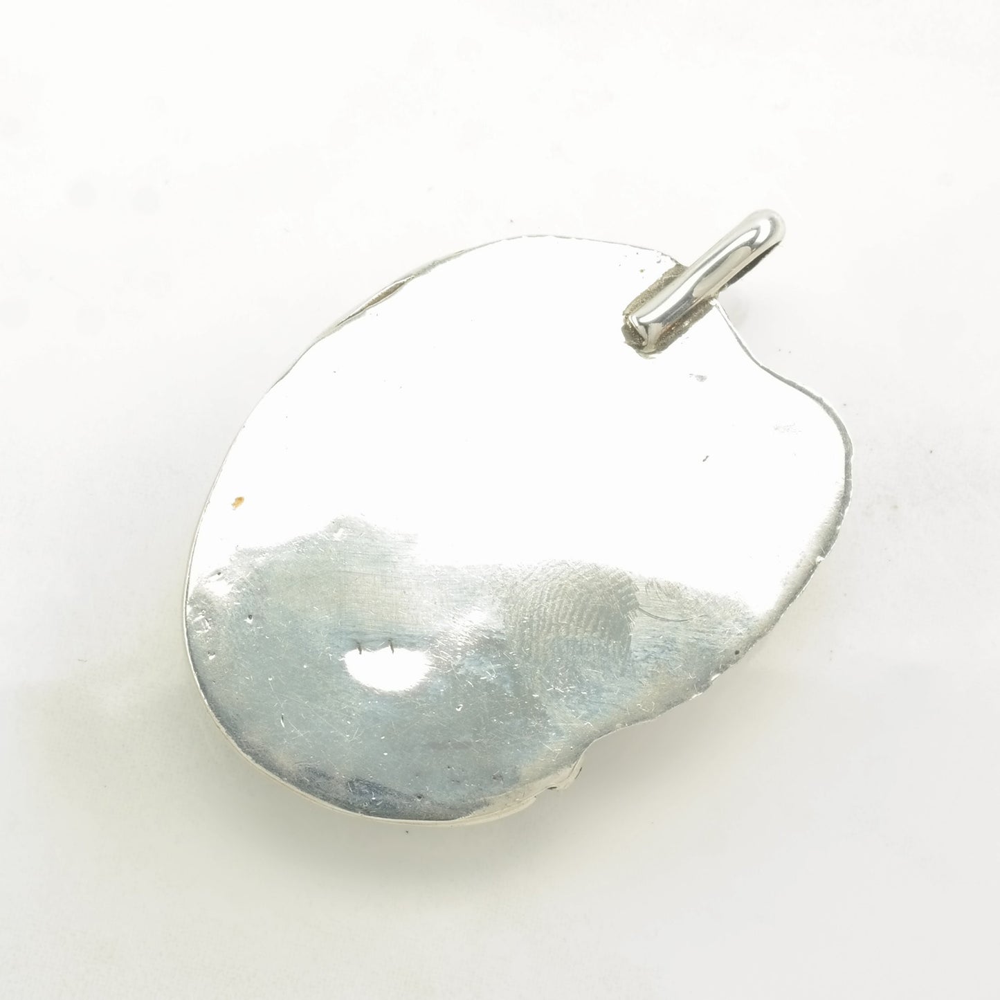 Vintage Native American Spiderweb Turquoise Feather Sterling Silver Pendant