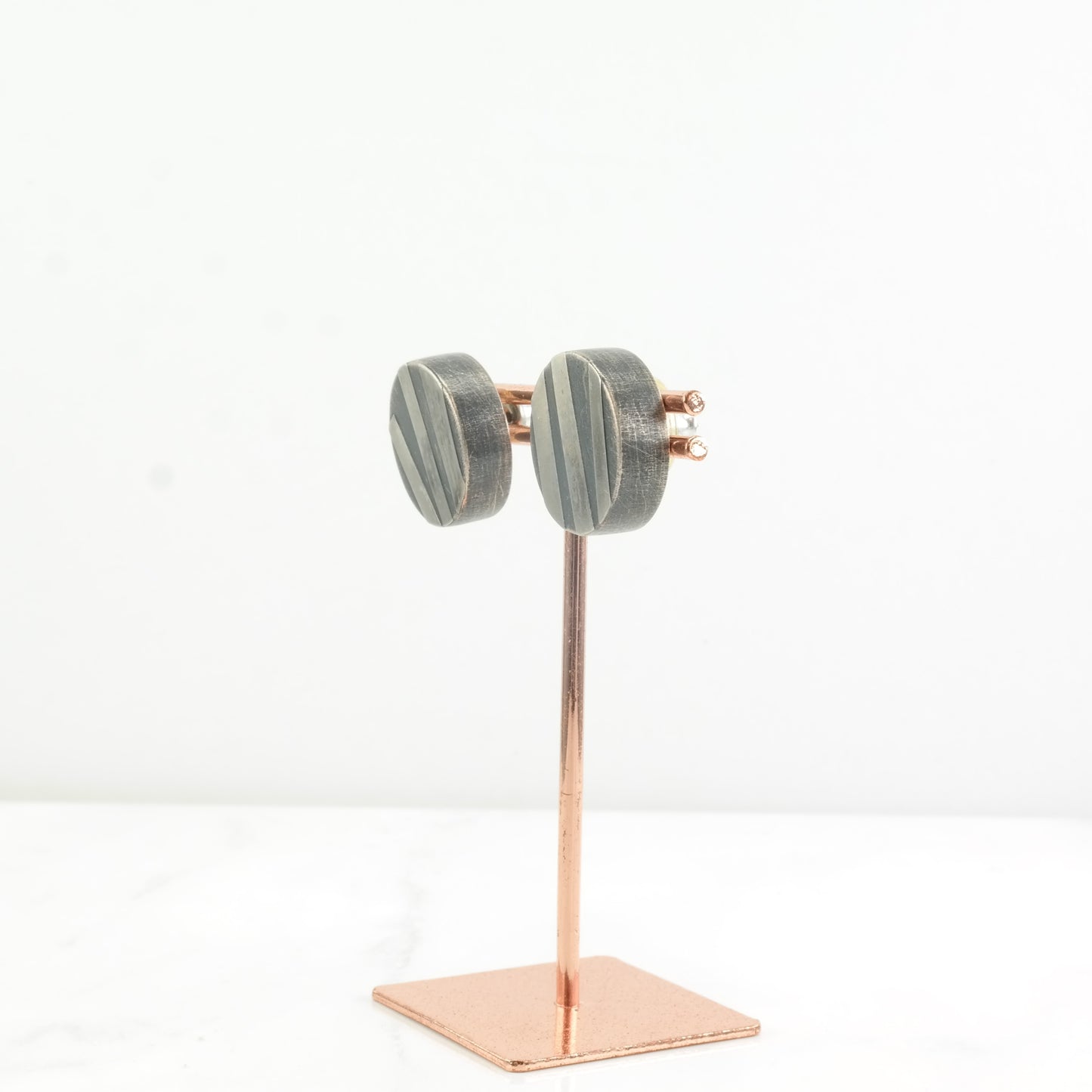 Earrings Sterling Silver Circle Oxidised Stud