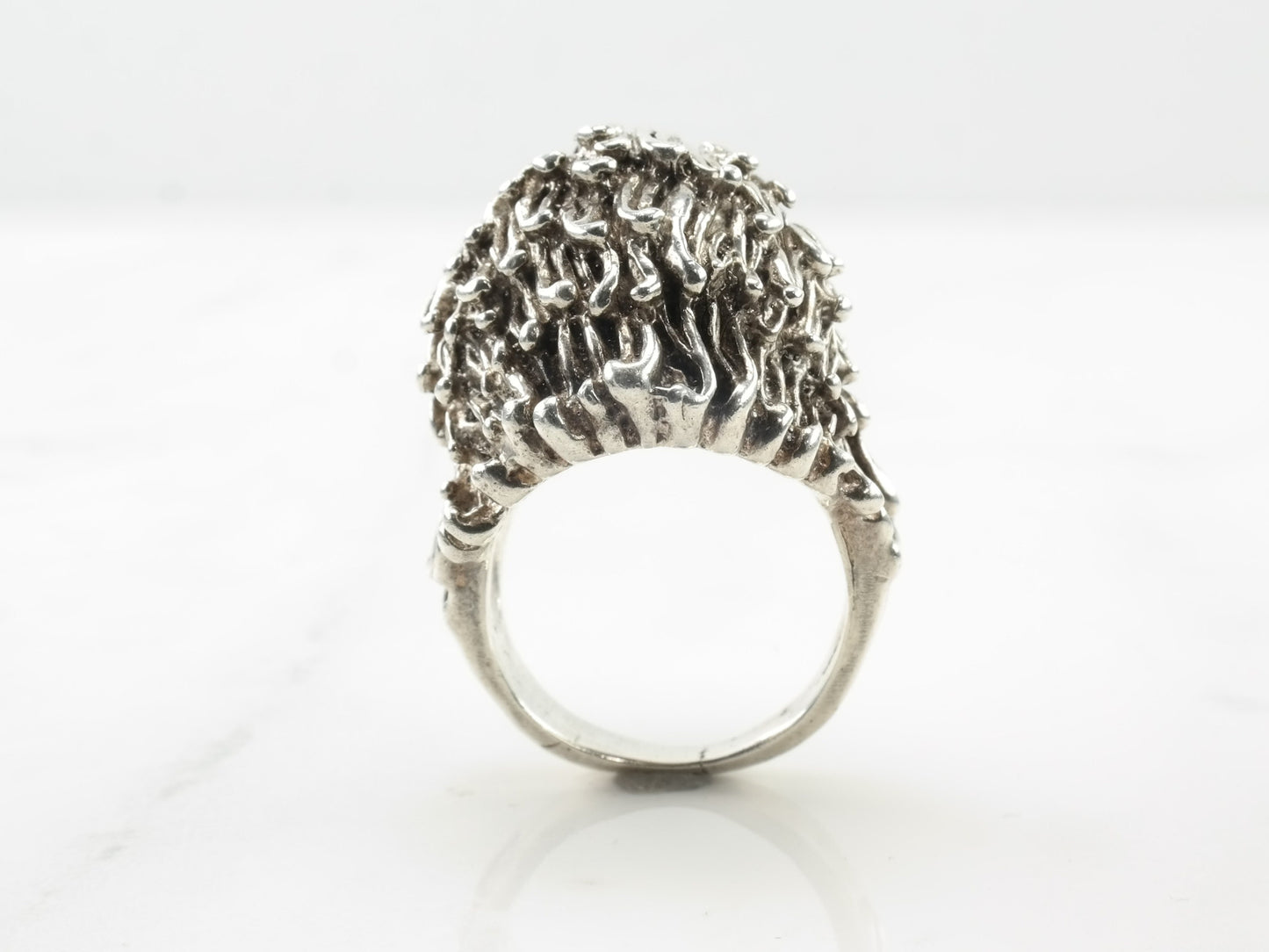 Vintage Sterling Silver Ring Ruby Lion Red Size 8 3/4