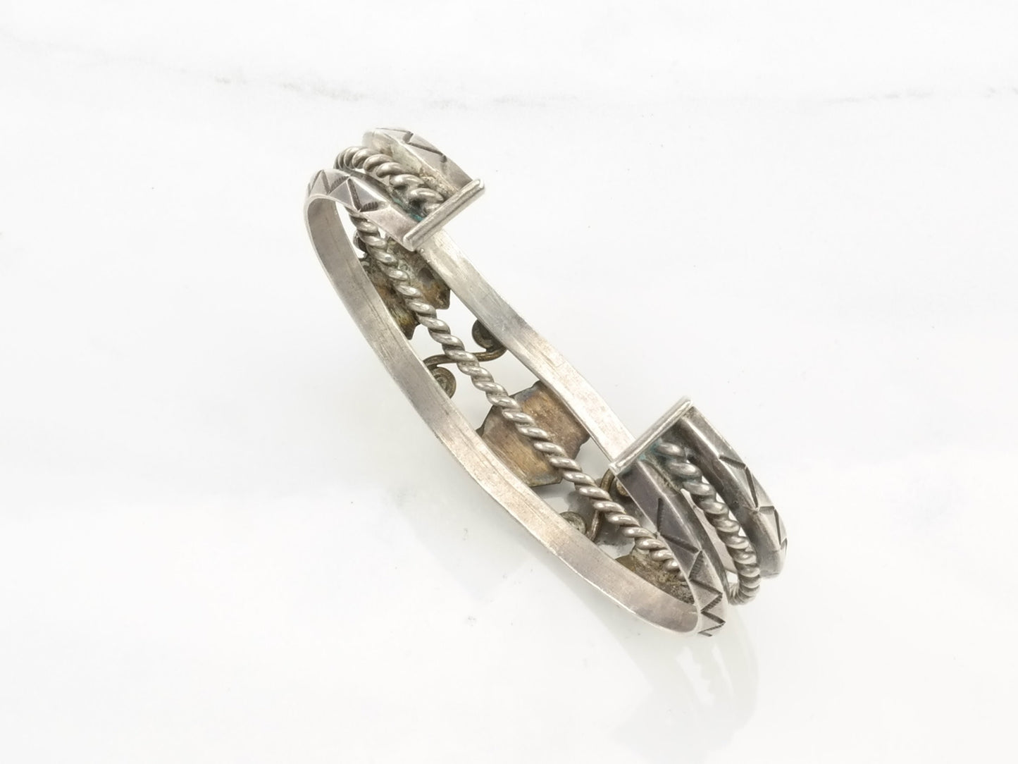 Native American Blue Gem Turquoise Cuff Bracelet Sterling Silver