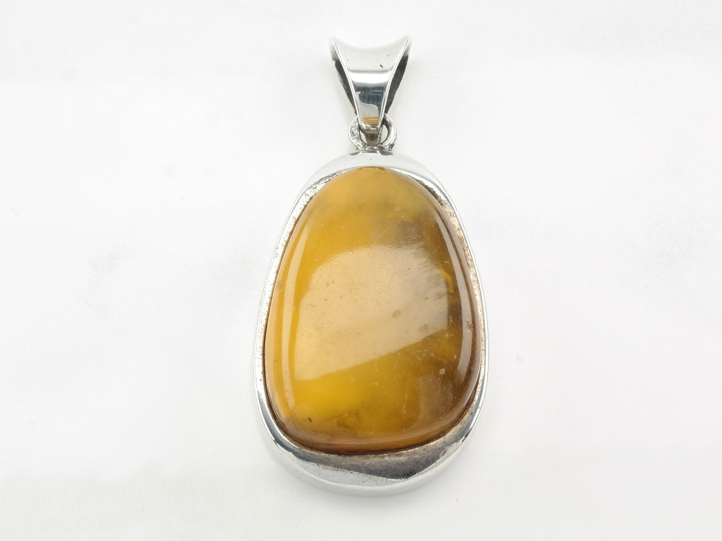 Vintage Boho Amber Sterling Silver Pendant