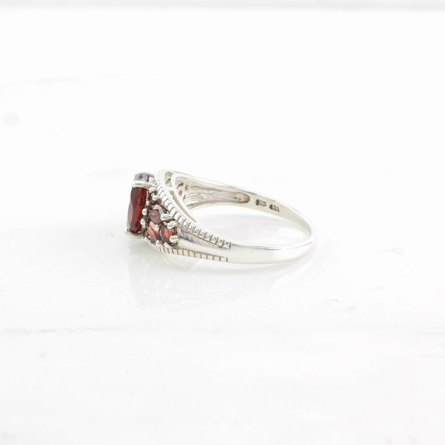 Vintage Sterling Silver Ring, Garnet Red Size 10