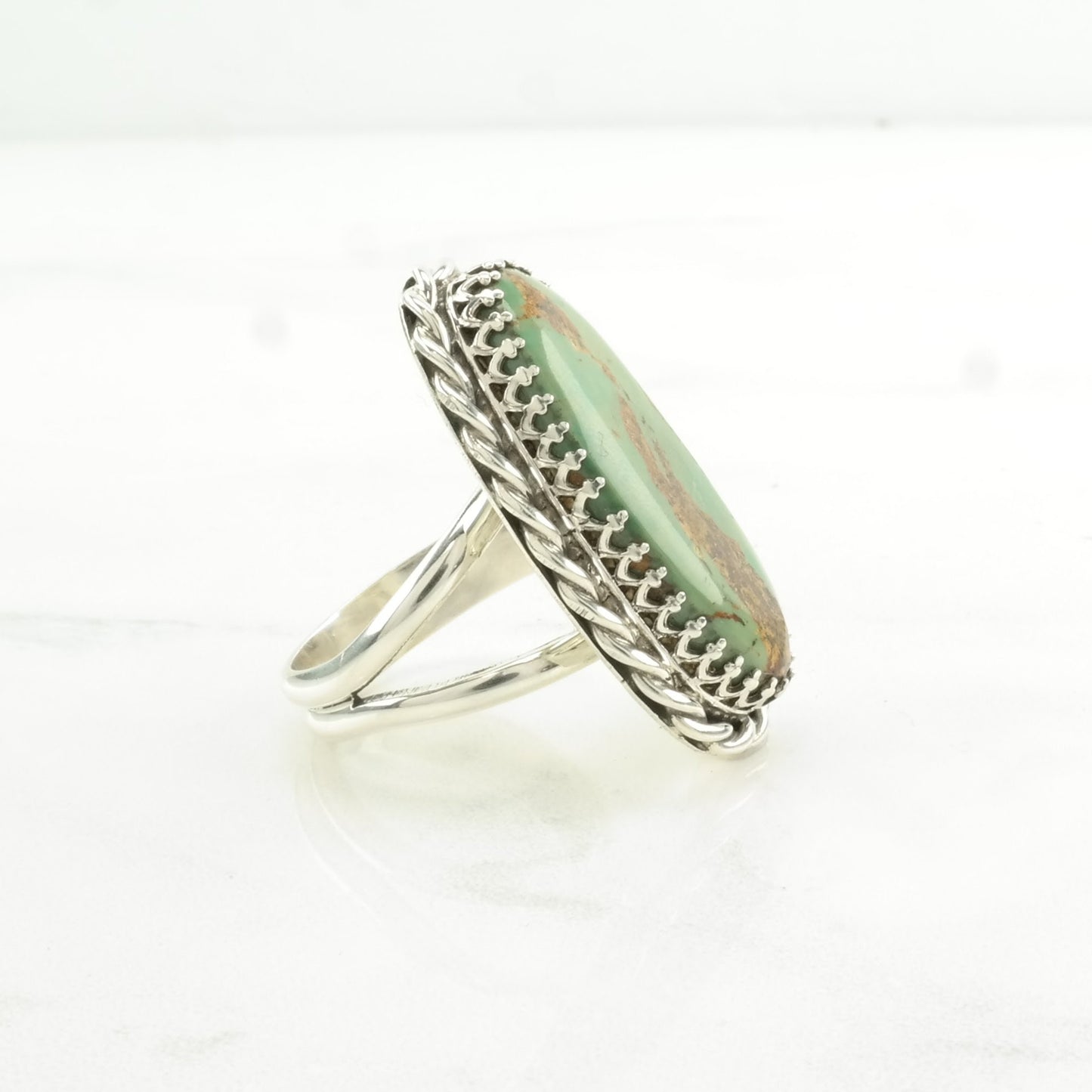 Vintage Southwest Silver Ring Turquoise Large Sterling Green Size 9