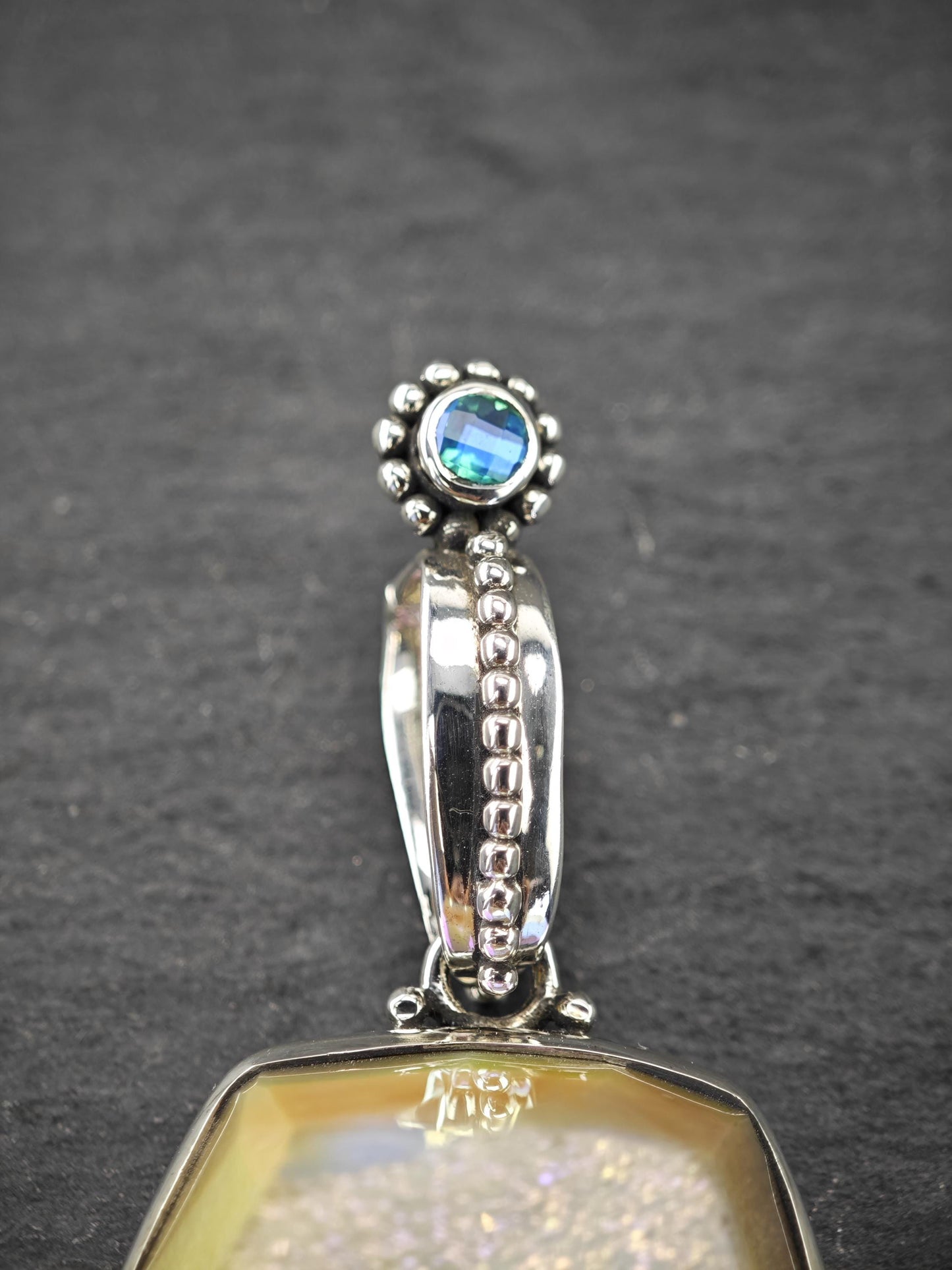 3" Colleen Lopez Quartz Druzy Sterling Silver Pendant