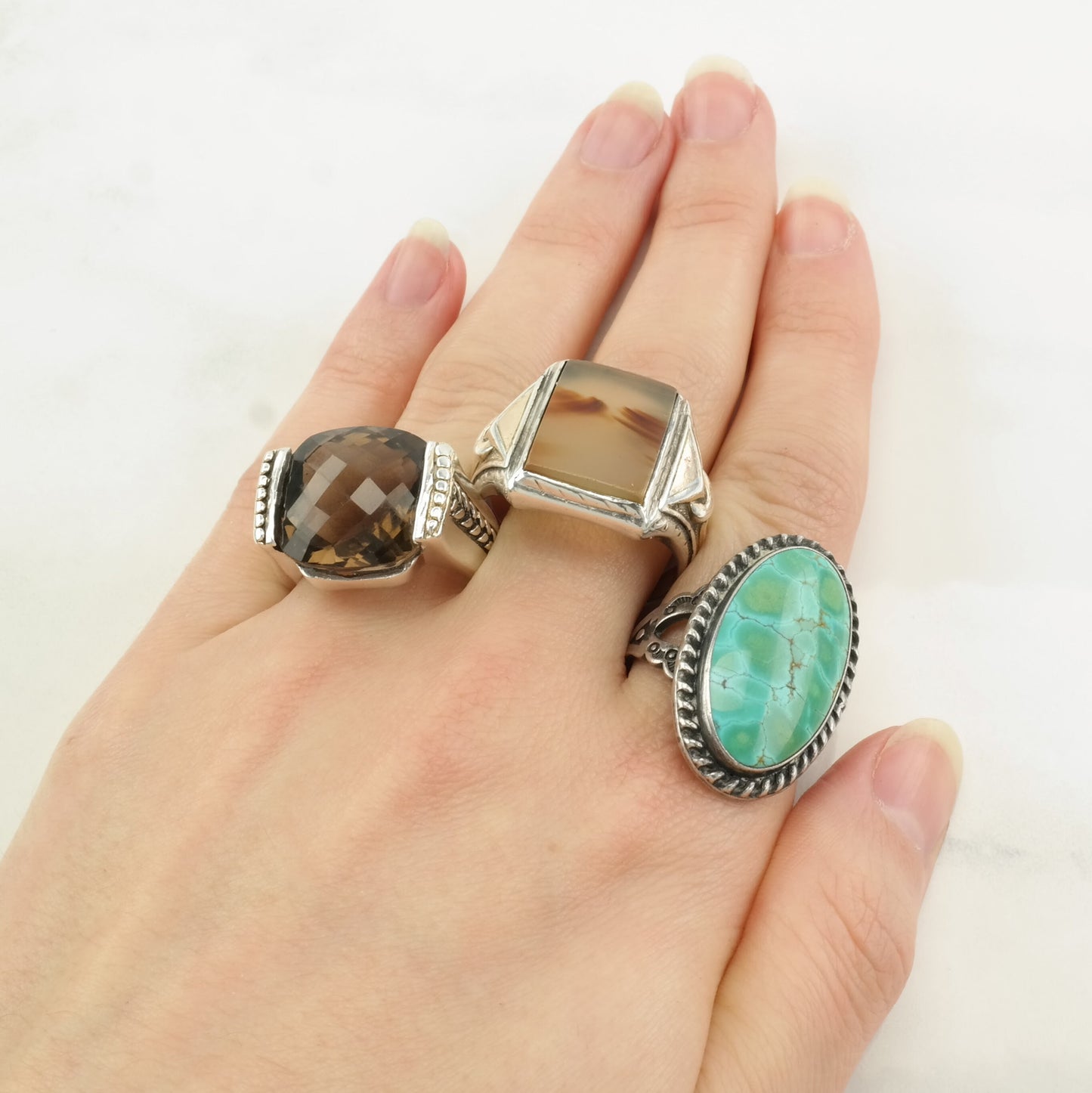 Vintage Sterling Silver Ring Smoky Quartz Size 7 1/2