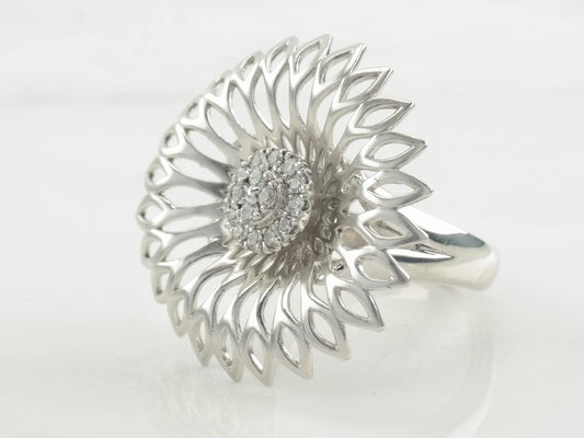 Vintage Gabriel & Co. Silver Ring White Topaz Flower Sterling Size 7