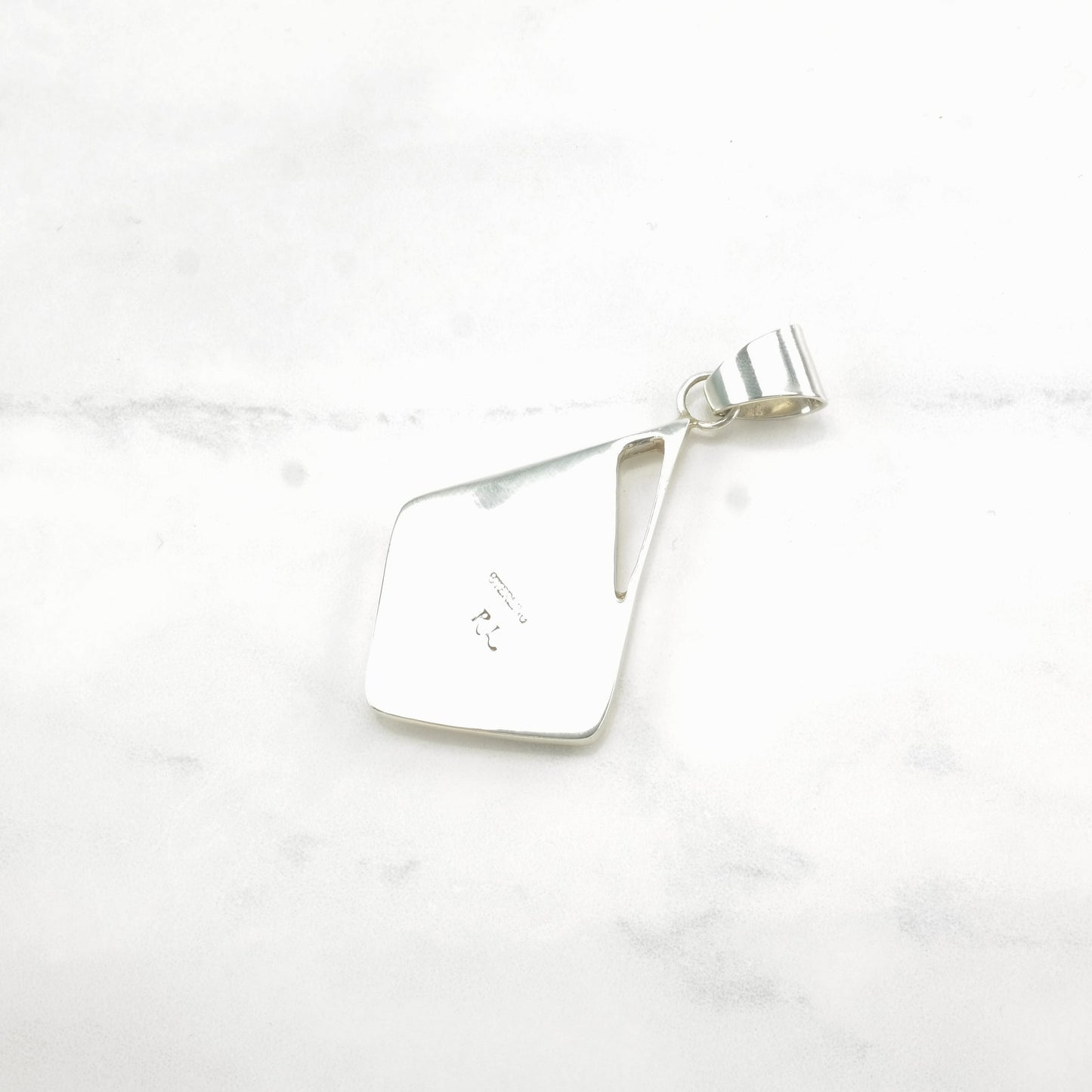 Vintage Lab Opal, Inlay Modernist Sterling Silver Pendant
