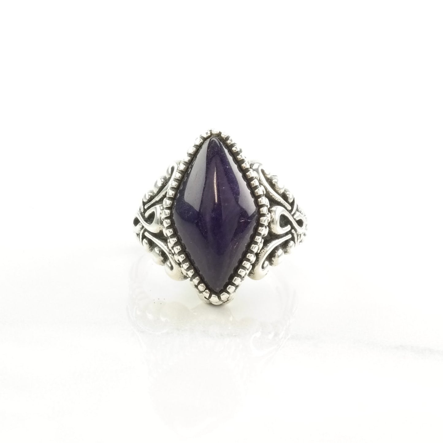 Vintage Carolyn Pollack Silver Ring Charoite Scroll Sterling Purple Size 8 1/4