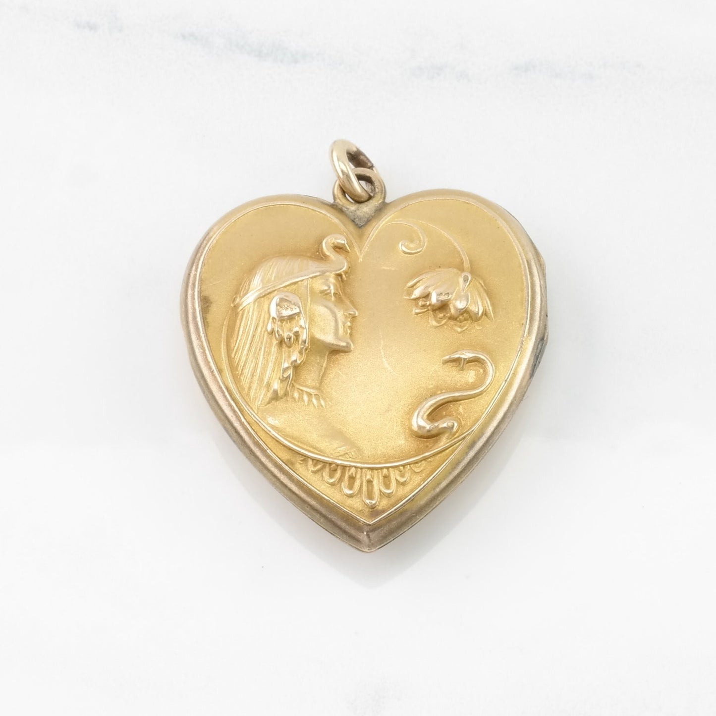 Vintage Art Nouveau Locket Cleopatra Gold Fill Pendant