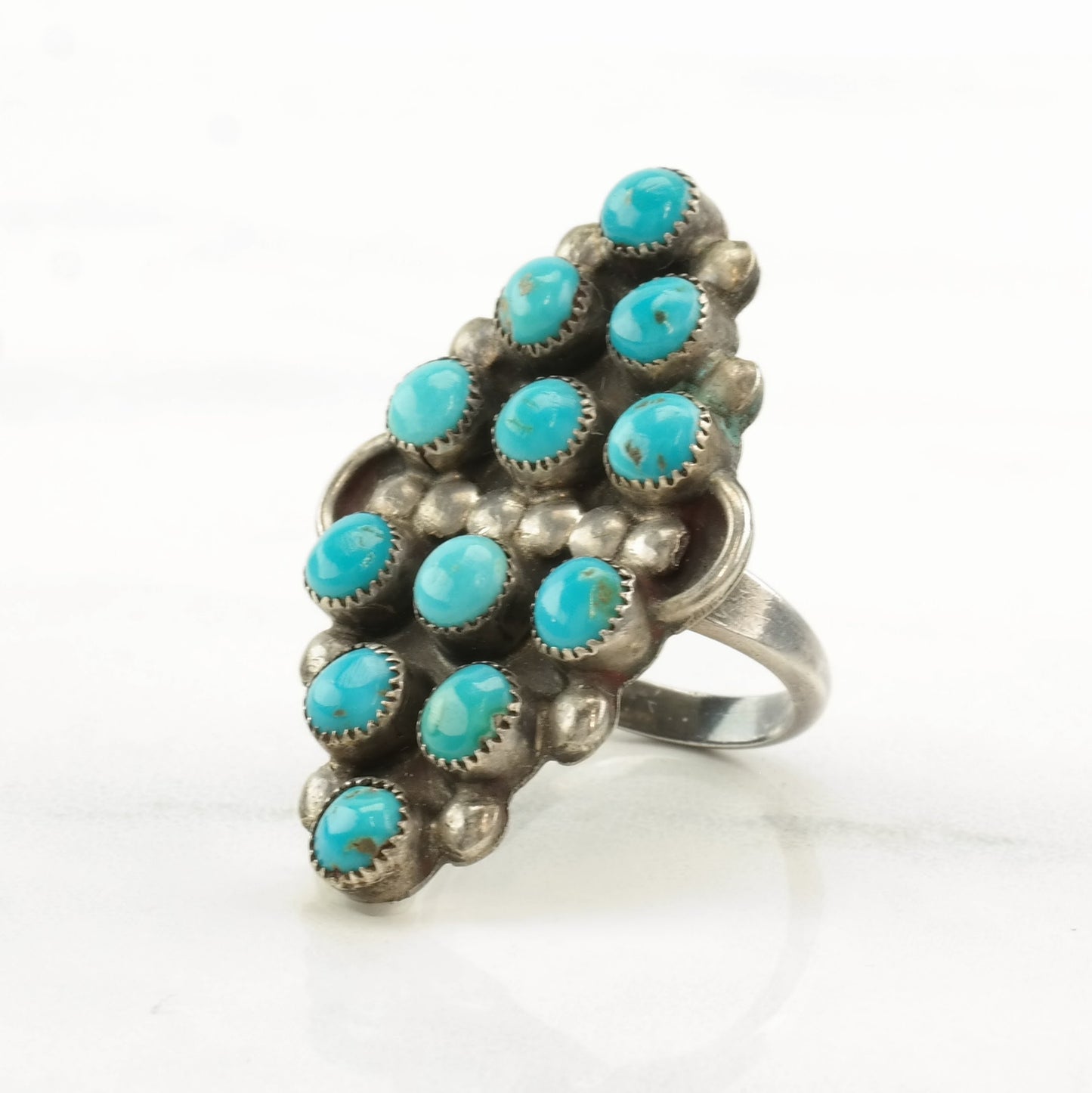 Vintage Native American Silver Ring Turquoise Snake Eye Sterling Size 4 1/4