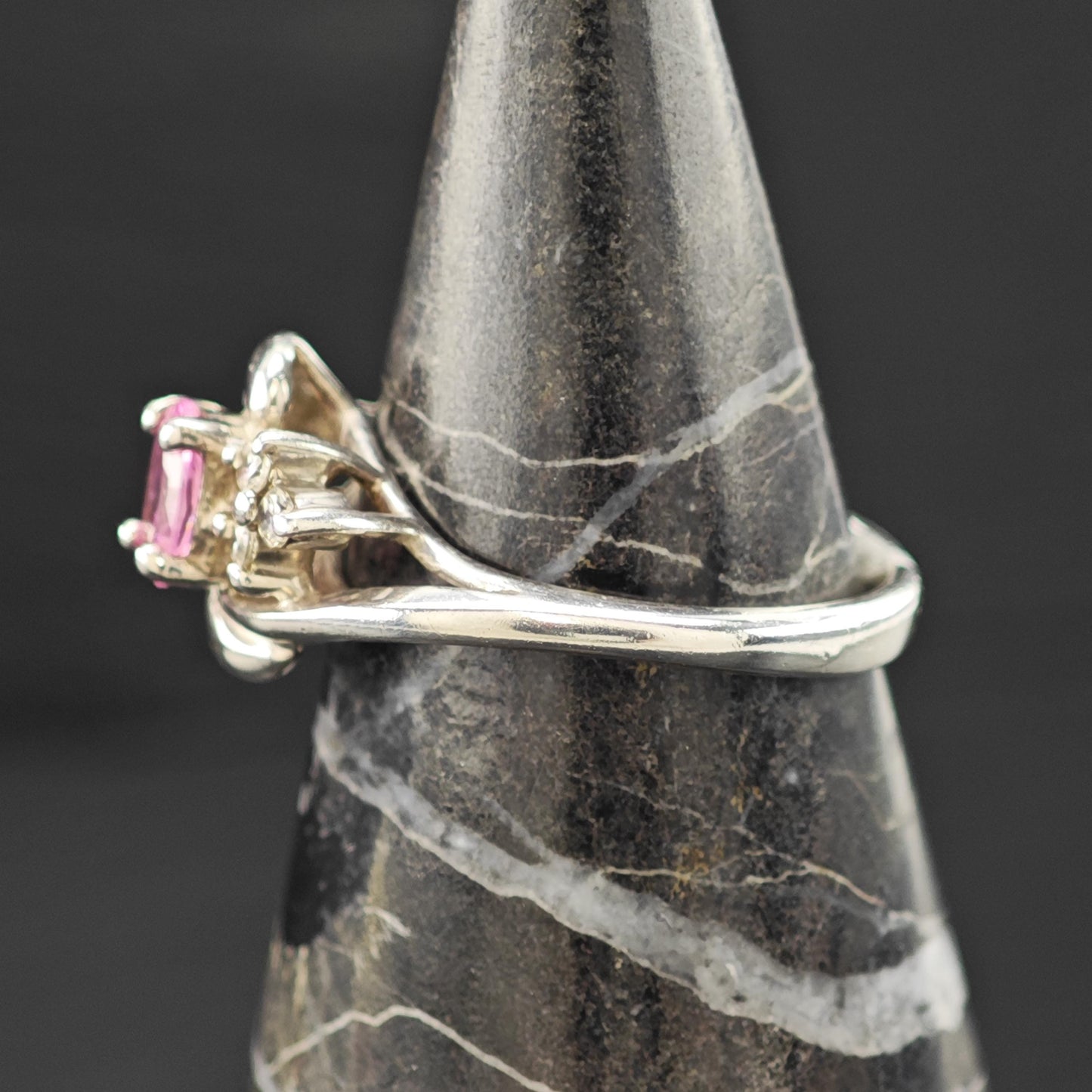 Silver Ring Pink Gemstone Sterling Size 6 3/4 R6185