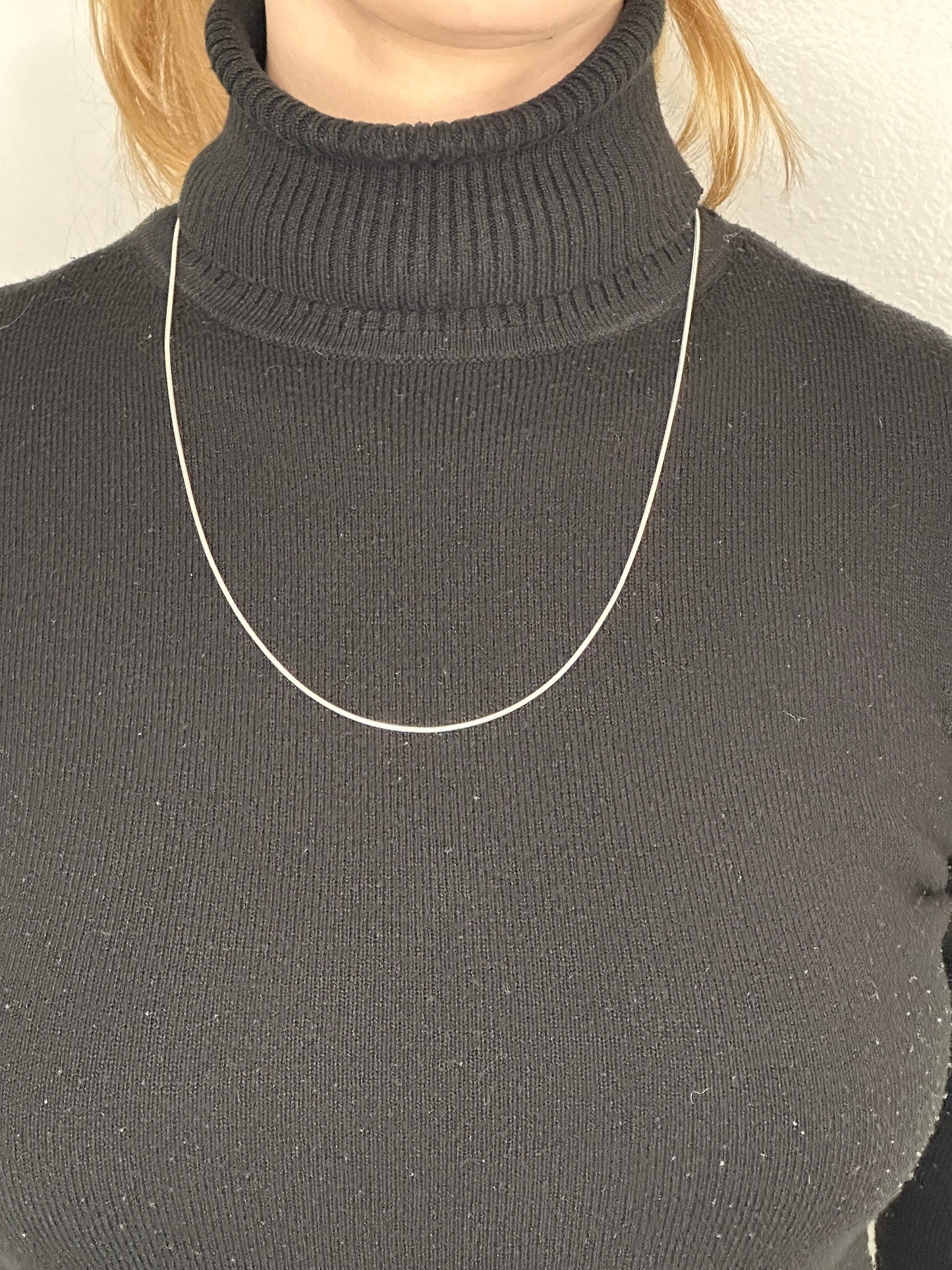 Vintage Italy Sterling Silver 24" 1.3mm Snake Necklace